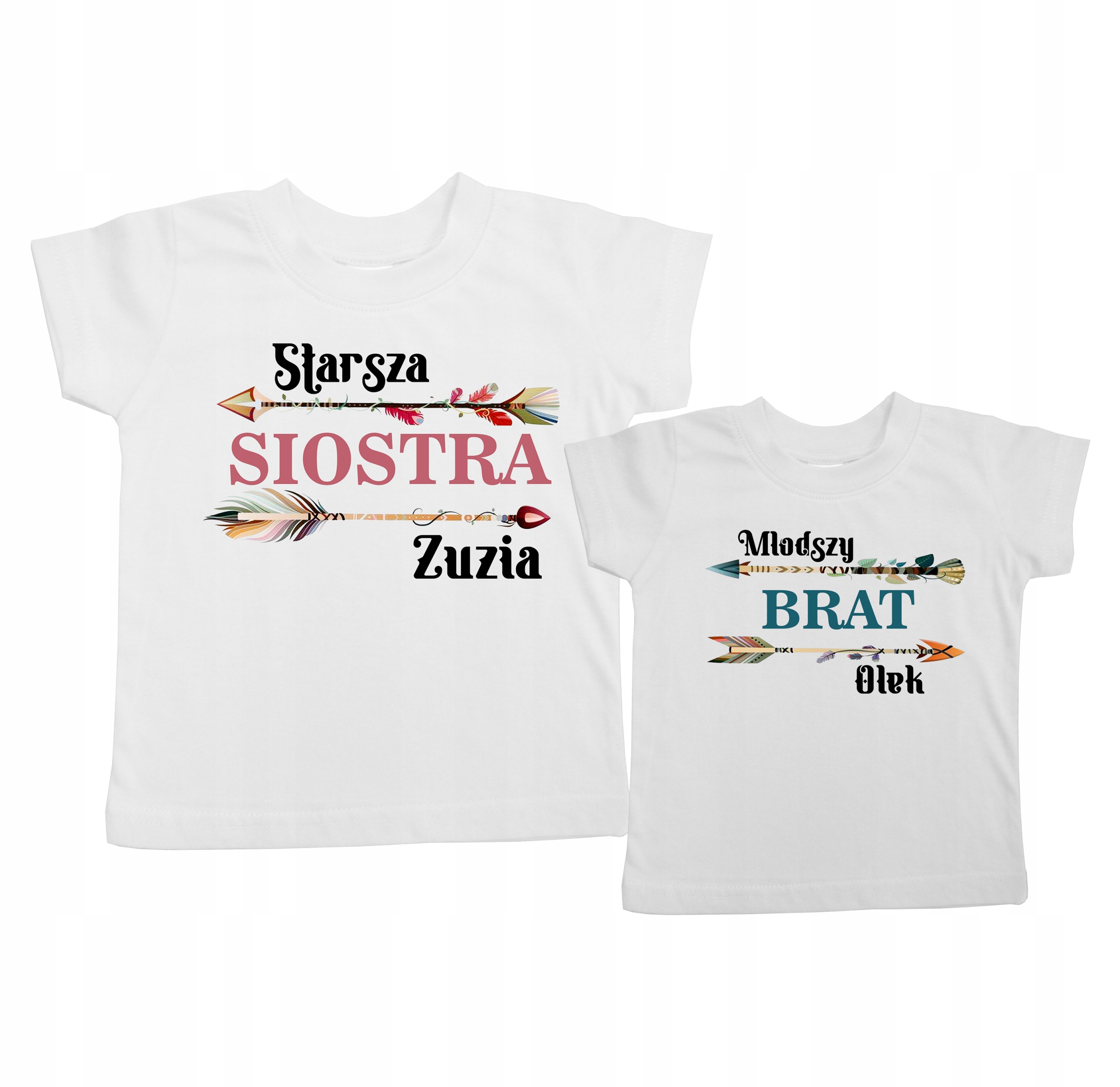

Koszulki dla rodzeństwa styl boho Siostra/Brat