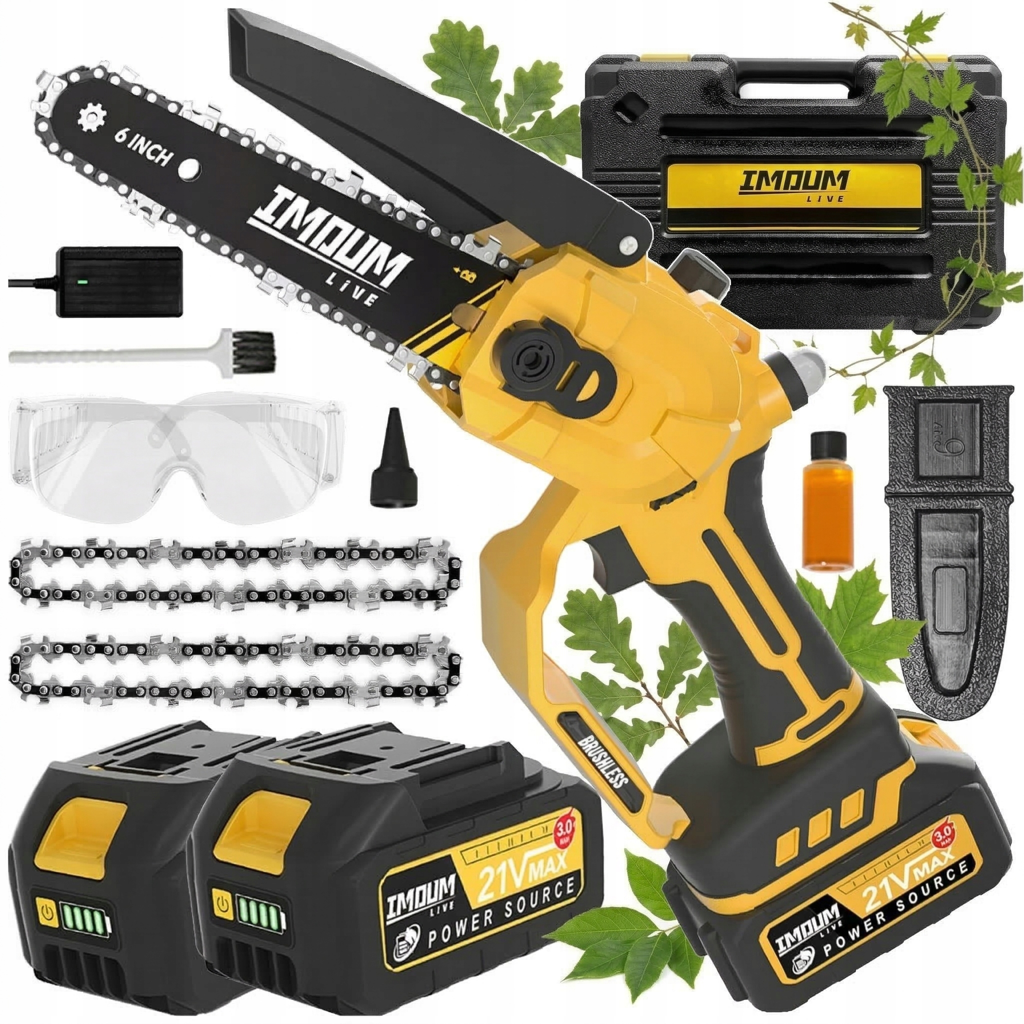 Piła Łańcuchowa Akumulatorowa Pro Mini Pilarka Gałęziówka 6" Walizka 700W