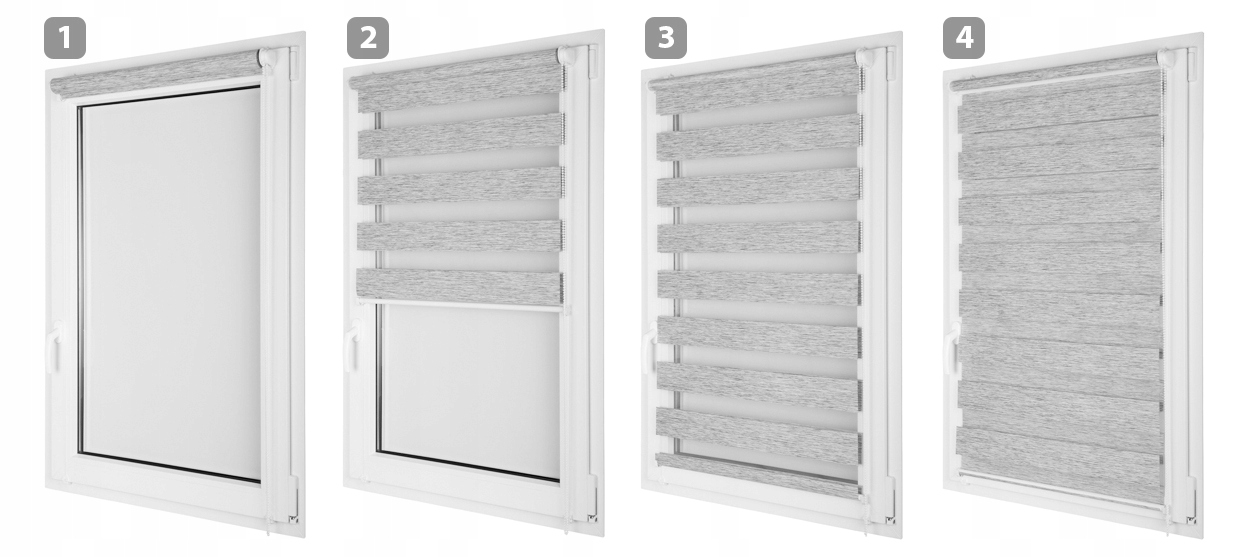 ROLETA DZIEŃ NOC PREMIUM BEZINWAZYJNA 69x230 CM Typ montażu bezinwazyjny