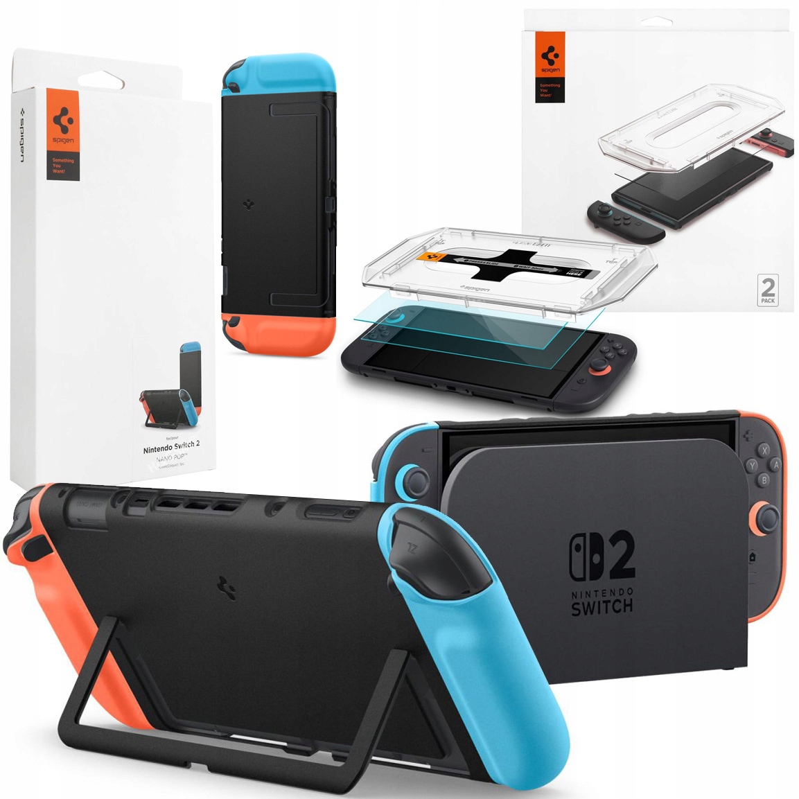 Etui Spigen Nano Pop Special Edition 2x Szkło Spigen do Nintendo Switch 2