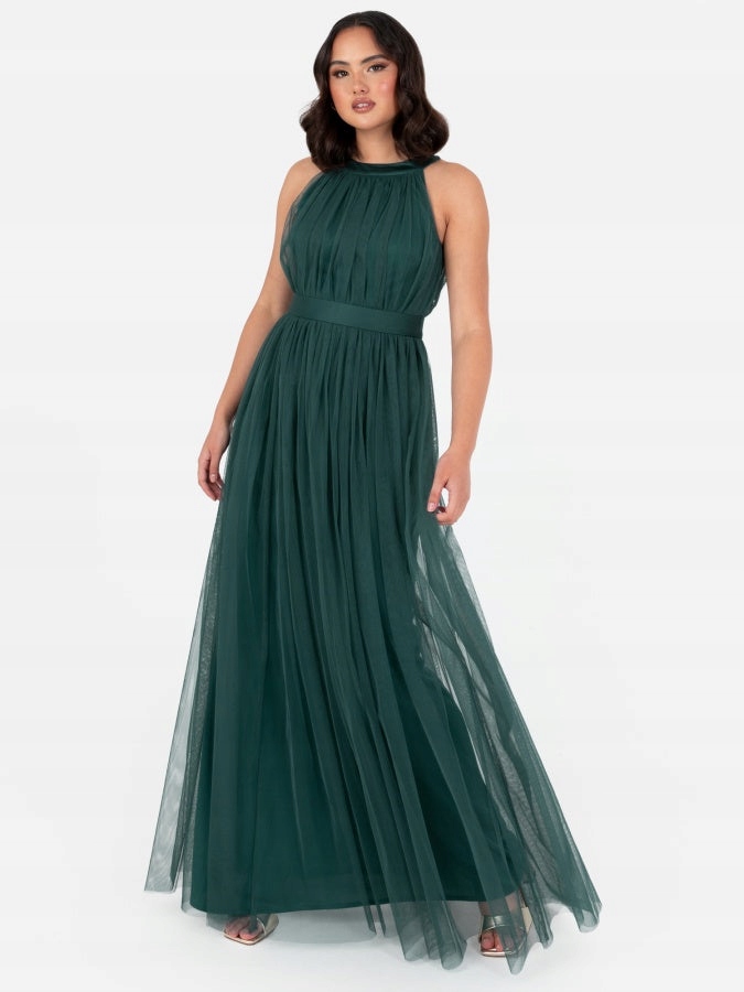 Anaya Dámské Zelené Šaty S Večerním Tylem Maxi 40 6FA