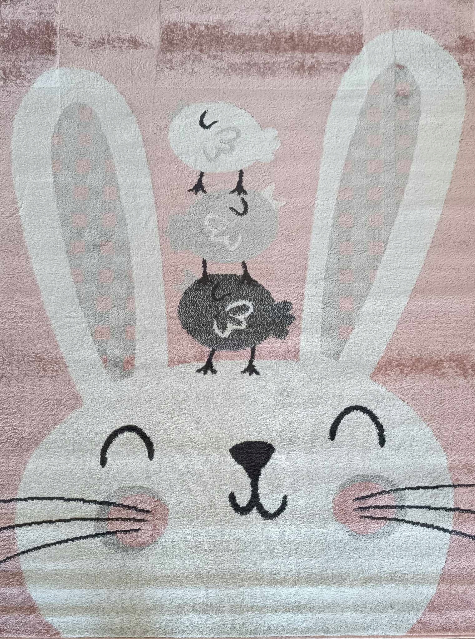 Detský koberec 300 x 400 cm, ružovo-krvný zajačik s mäkkým vlasom