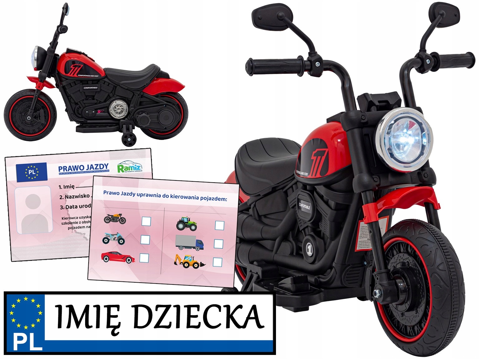 trzykołowy Motor Chopper Faster personalizowana tablica Prawo Jazdy