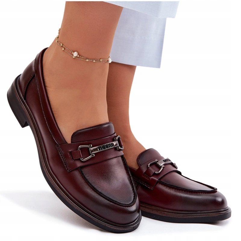 Dámské Mokasíny Z Přírodní Kůže S Ozdobným Detailem Vinceza 39983 Bordó 36