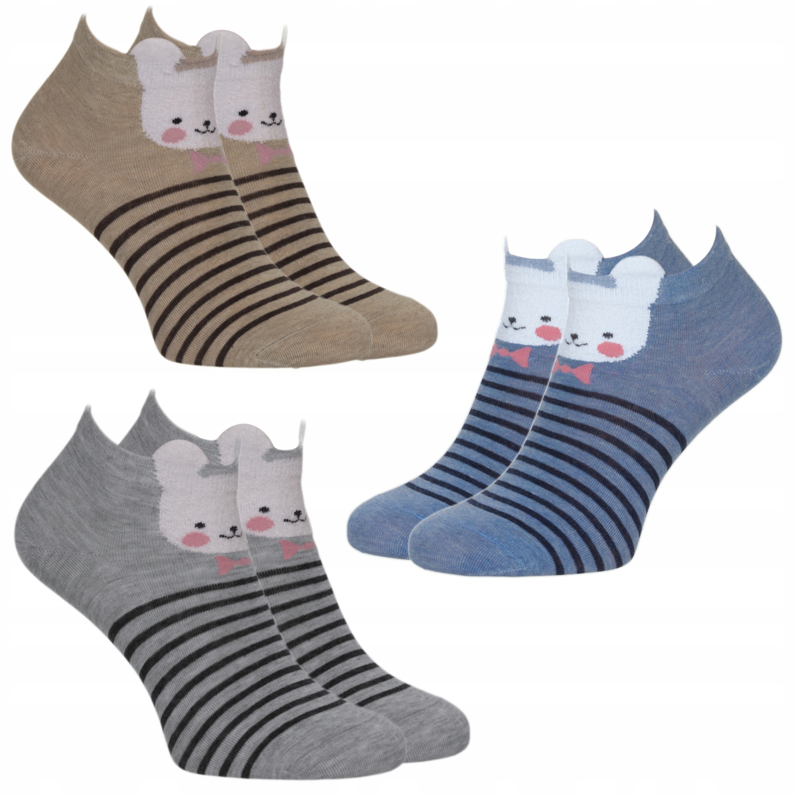 

3pak stopki skarpetki wzór bawełniane premium uszy