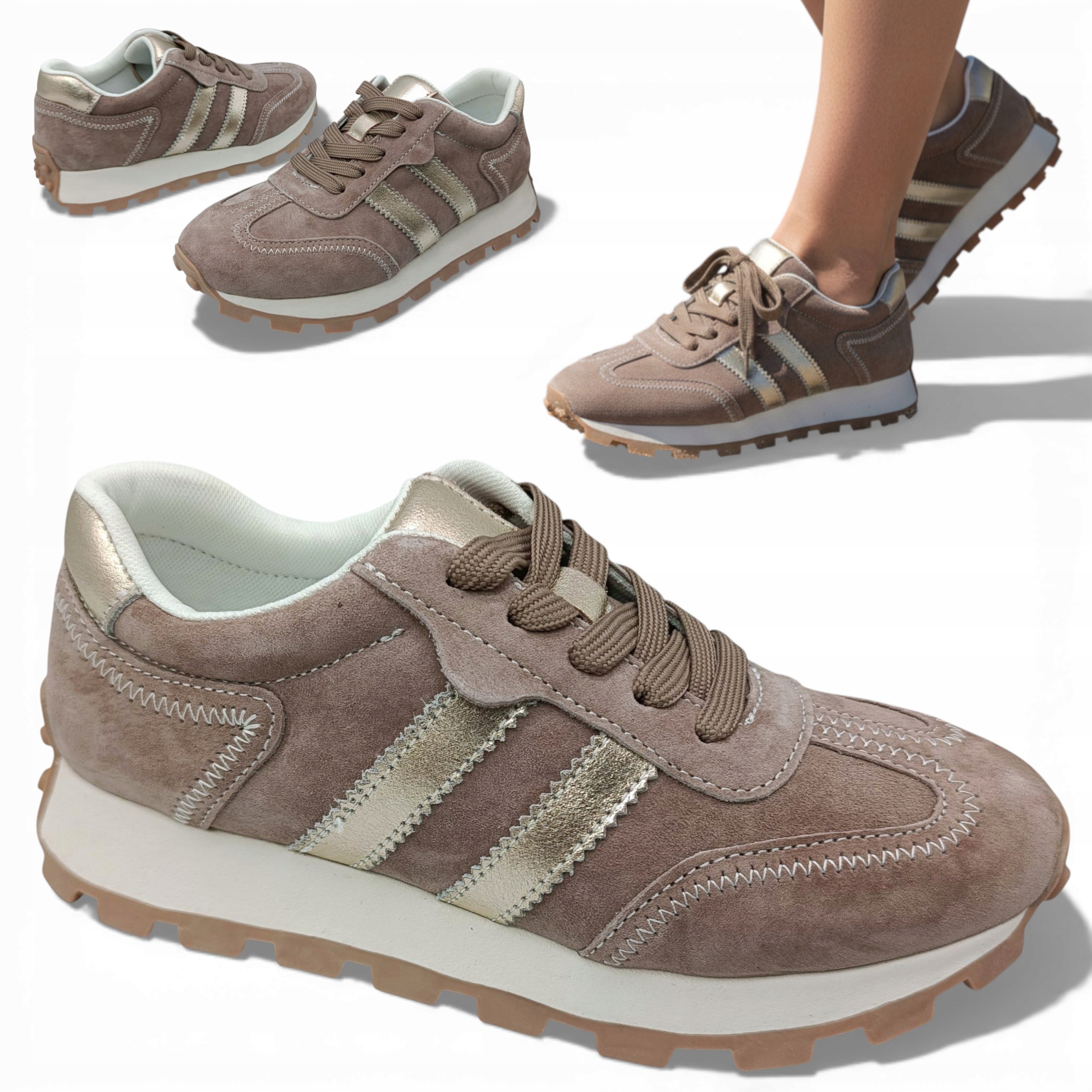 Dámské polobotky Kožené 36 Semišové Barski Béžové Sportovní Jarní Módní