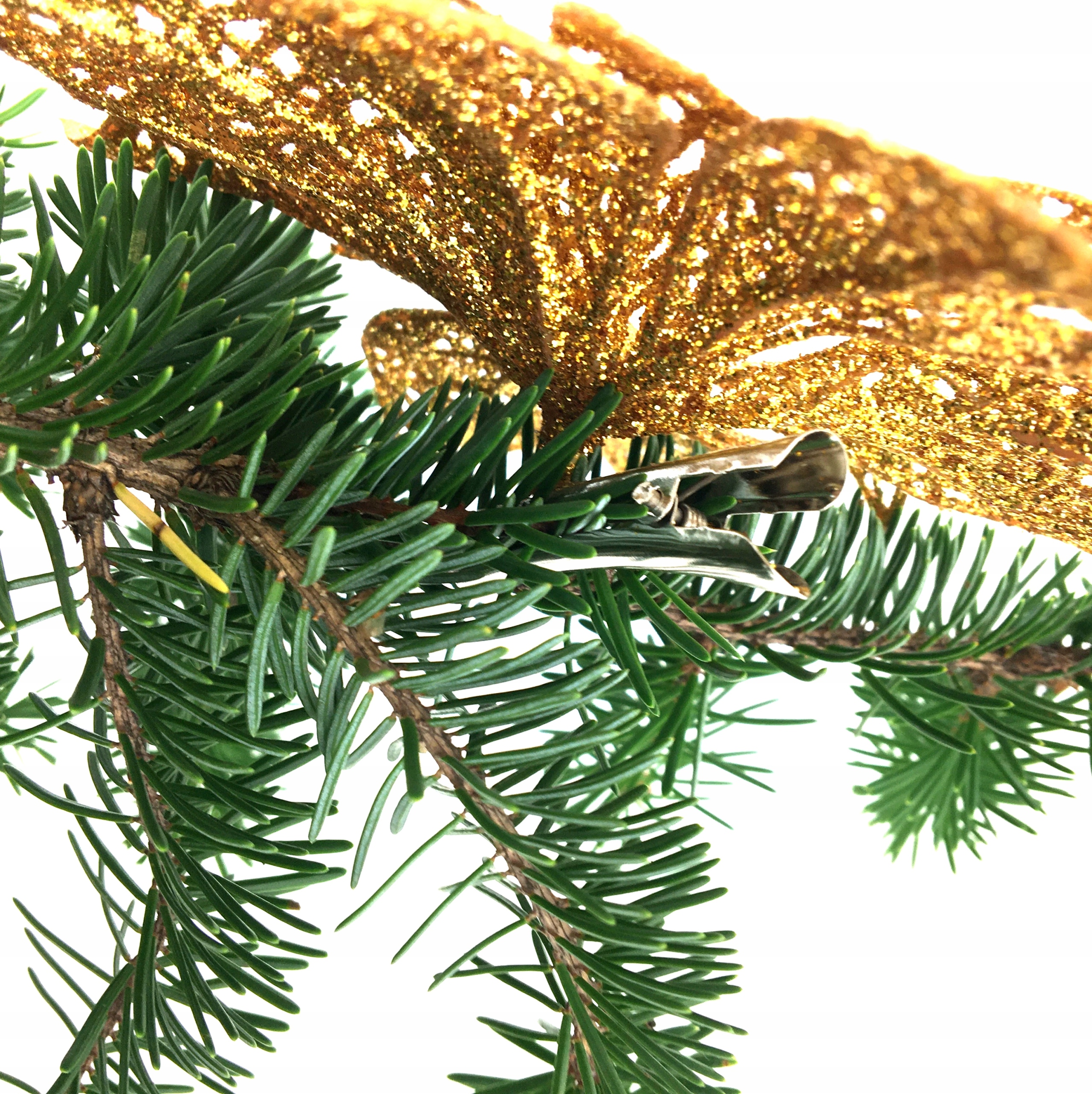 BOMBKI CHOINKOWE POINSECJA ZŁOTA KLIPS 15 cm Materiał inny materiał