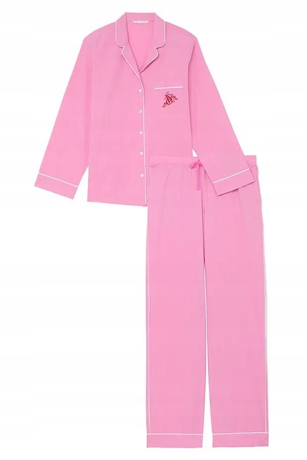 Dlouhé bavlněné pyžamo Victoria's Secret růžové Xs (s) Regular