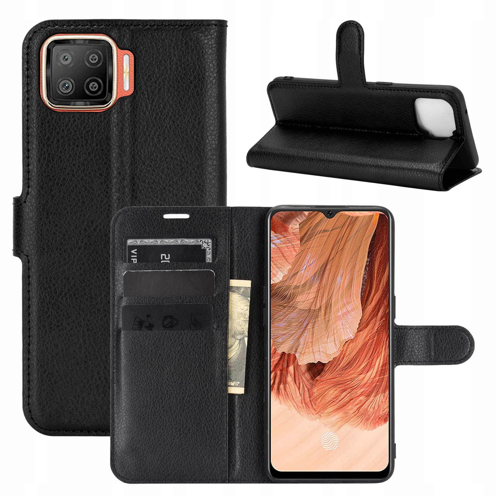 

Etui Portfel, Pokrowiec Litchi Do Oppo A73 2020