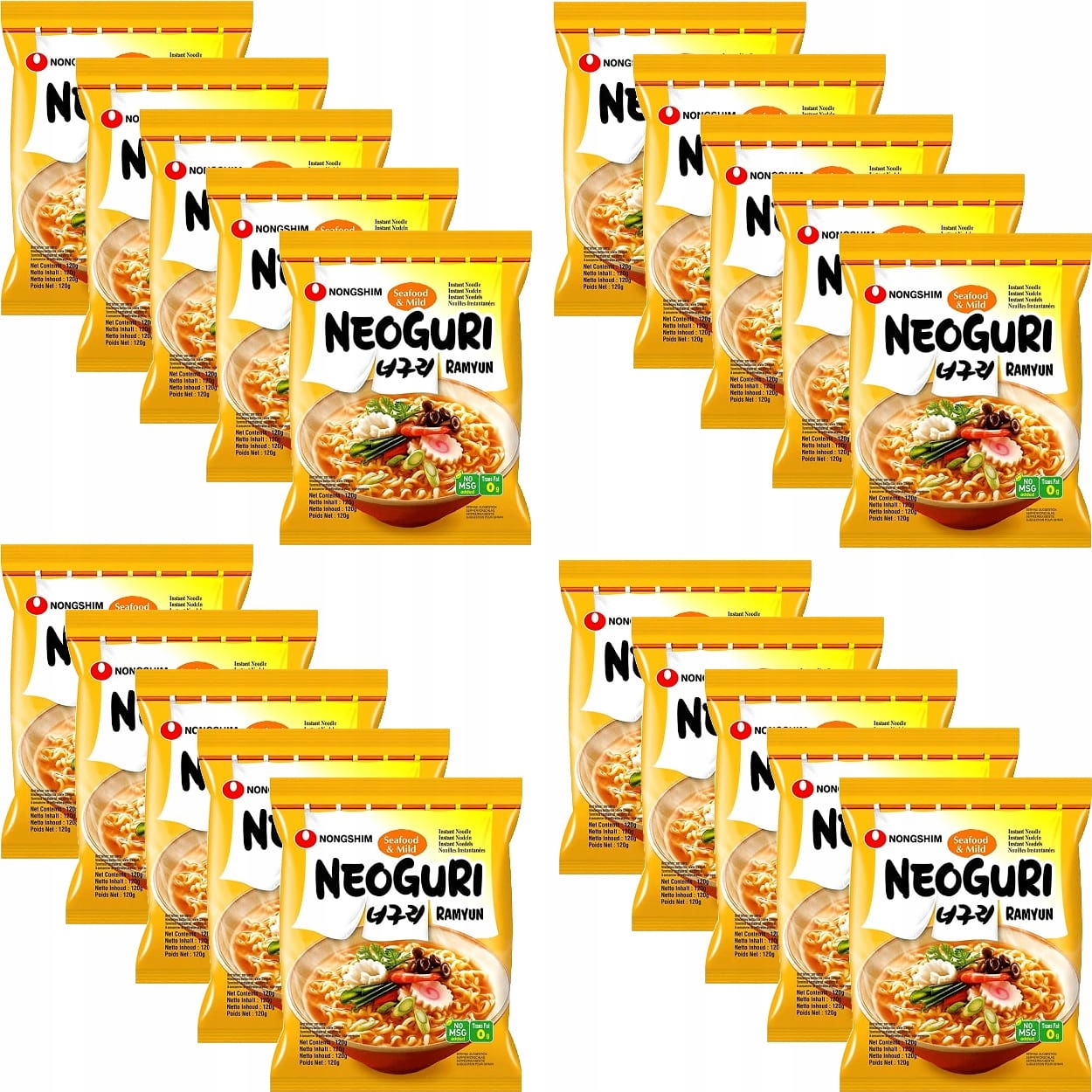 Levně Karton Korejská polévka Instant Neoguri Mořské plody MILD 20 x 120 g Nong Shim