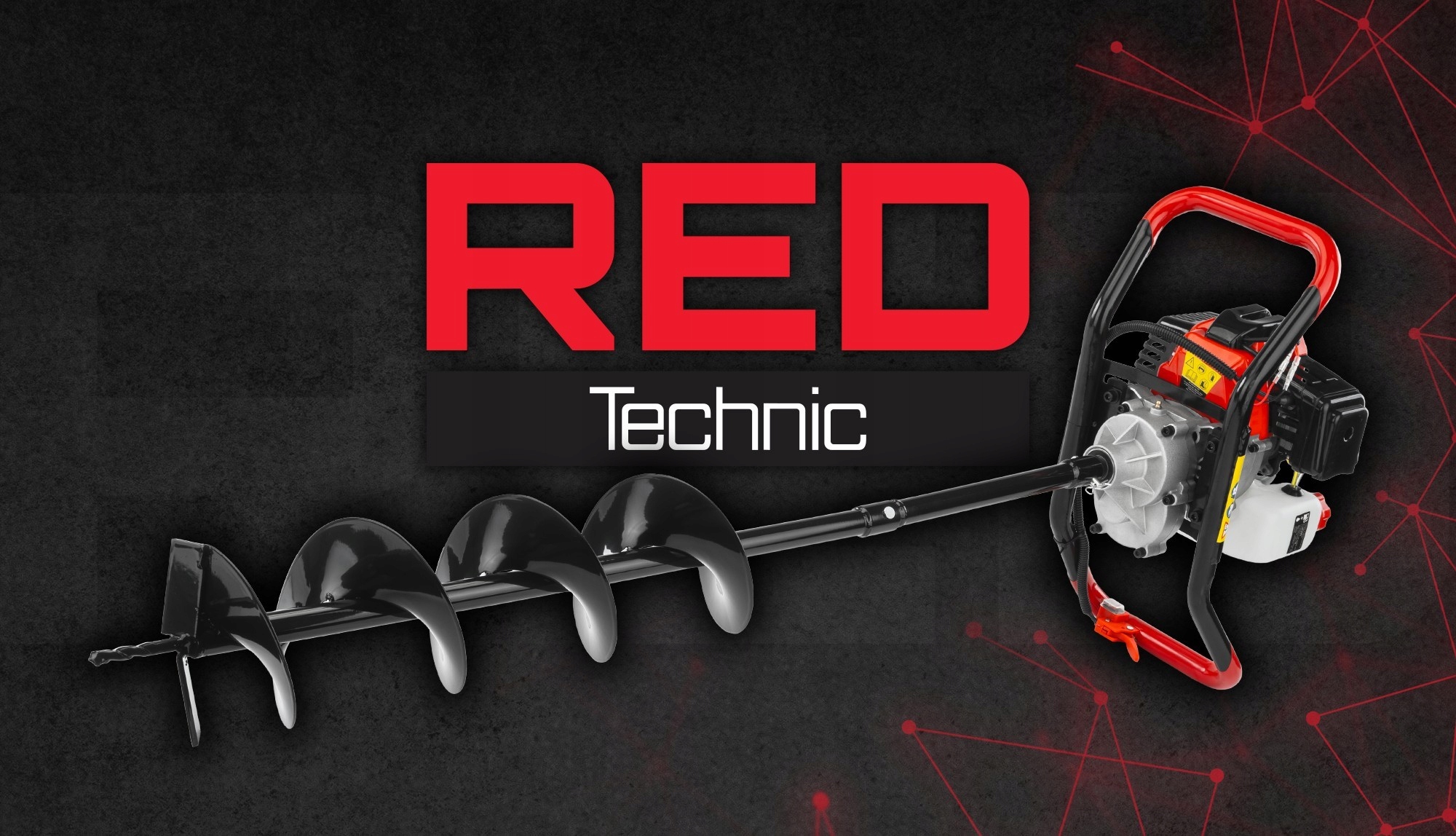 ЗЕМЛЯНИЙ БУРІЛЬ БЕНЗИНОВИЙ ШНЕКОВИЙ 6КМ + 3 БУРІЛЬНИКИ ПОДОВЖУВАЧ ШНЕКА 3 X OL Бренд RED TECHNIC