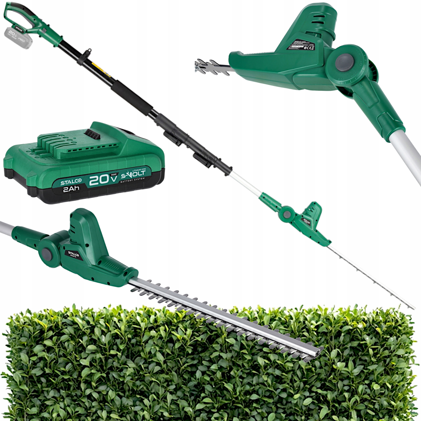 Nožnice Na Živý Plot Na Výložníku PHS20-45 Stalco 45 cm Batéria 2Ah