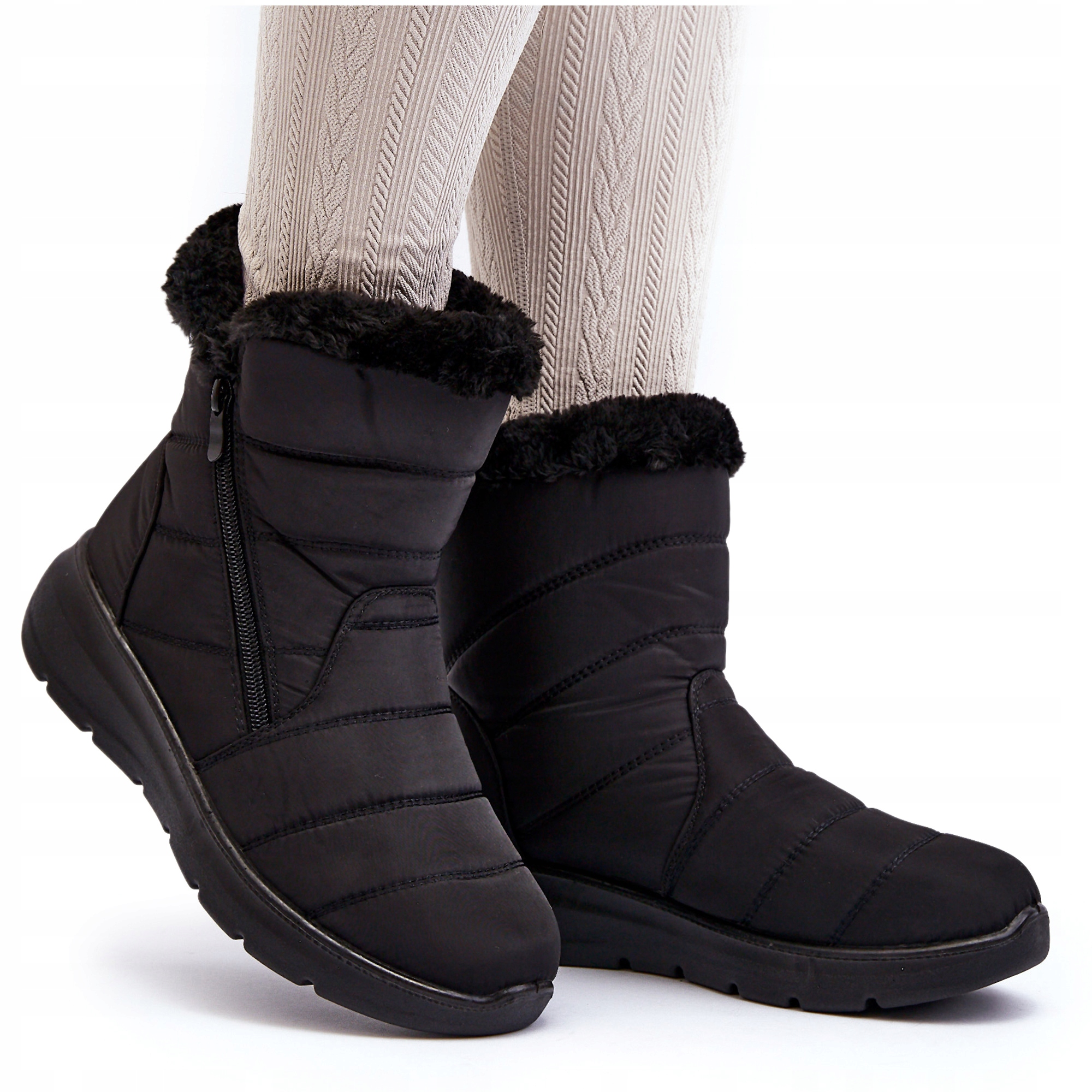 ŚNIEGOWCE DAMSKIE NA SUWAK Z FUTERKIEM CZARNE 37