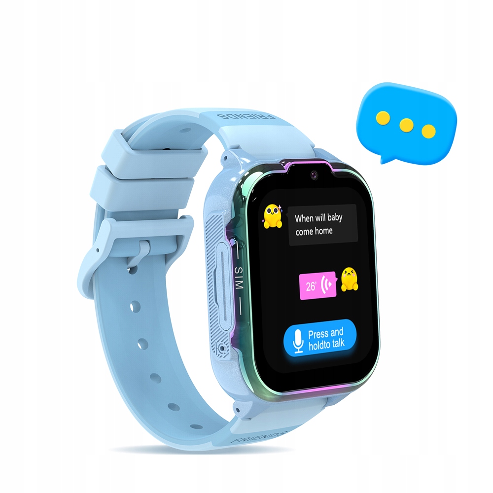 Zegarek Smartwatch 4G Dla Dzieci Gps Rozmowy Kamera Sos Z Grami Niebieski