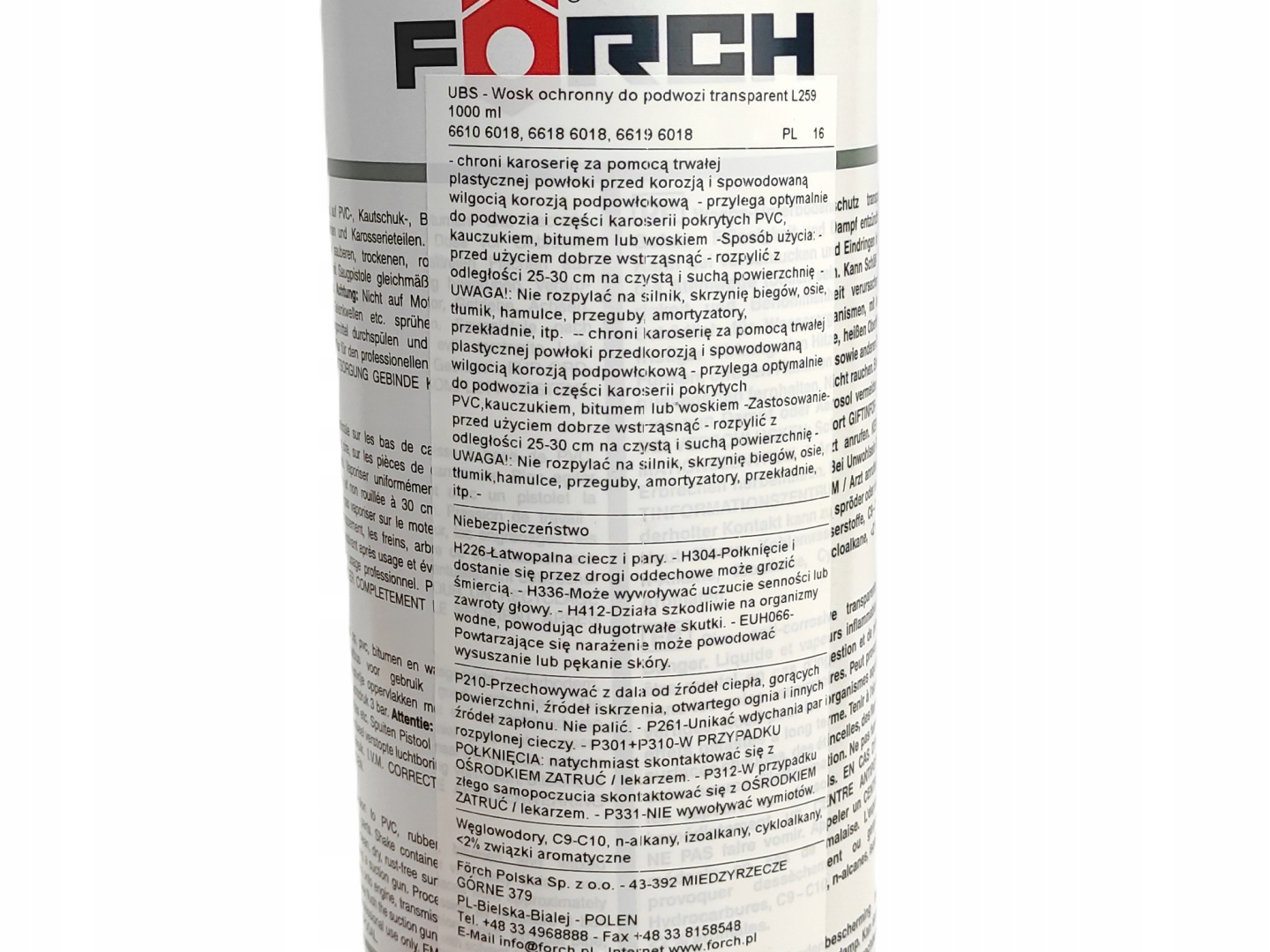 3x FORCH L259 Wosk do konserwacji podwozia 1L ZESTAW Stan opakowania oryginalne