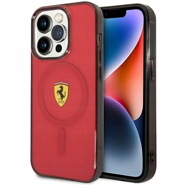 Pouzdro Ferrari Translucent MagSafe pro iPhone 14 Pro červené