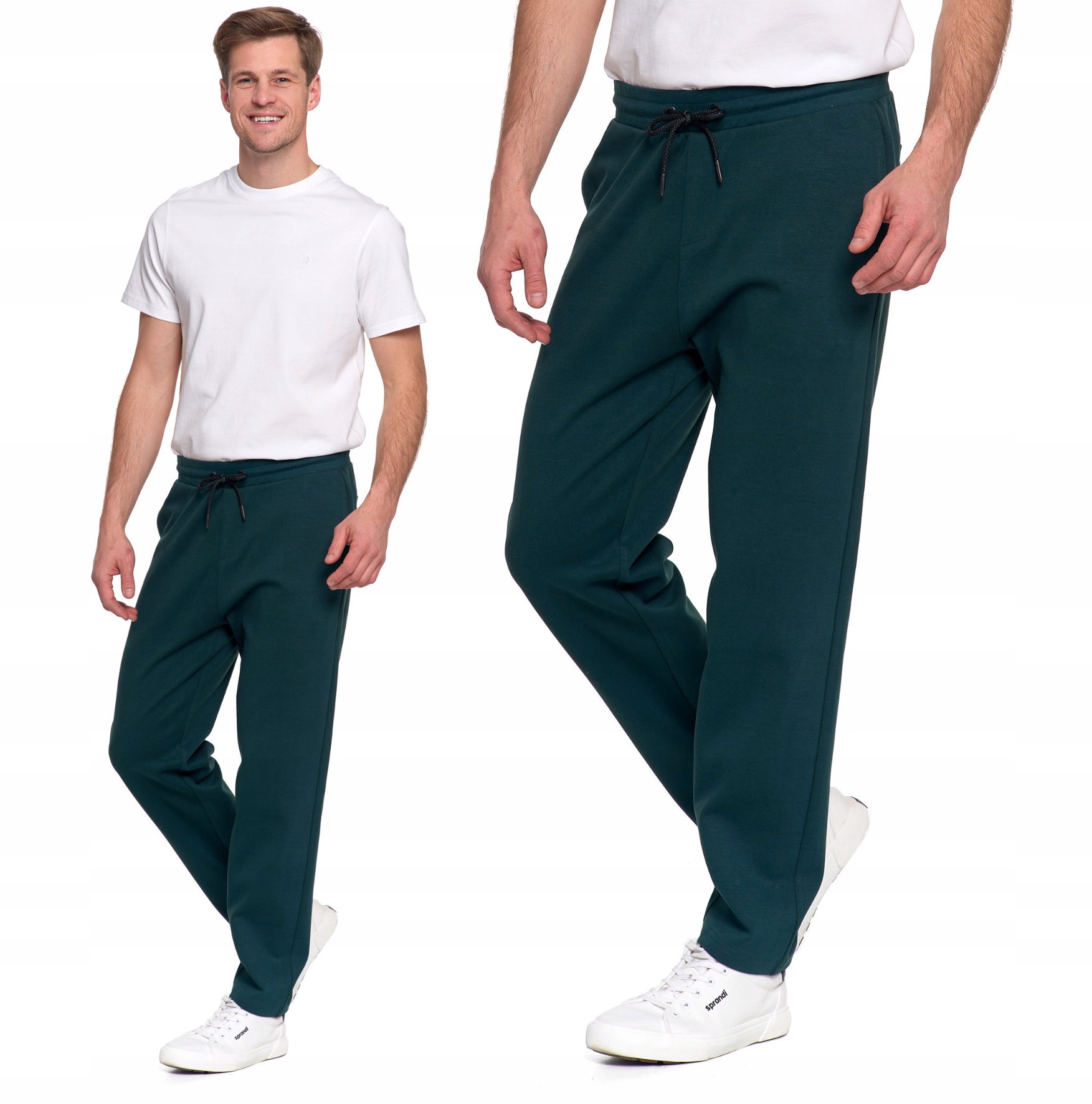 Spodnie Dresowe Męskie Bawełniane Dresy Klasyczne Gładkie Moraj Zielone XL