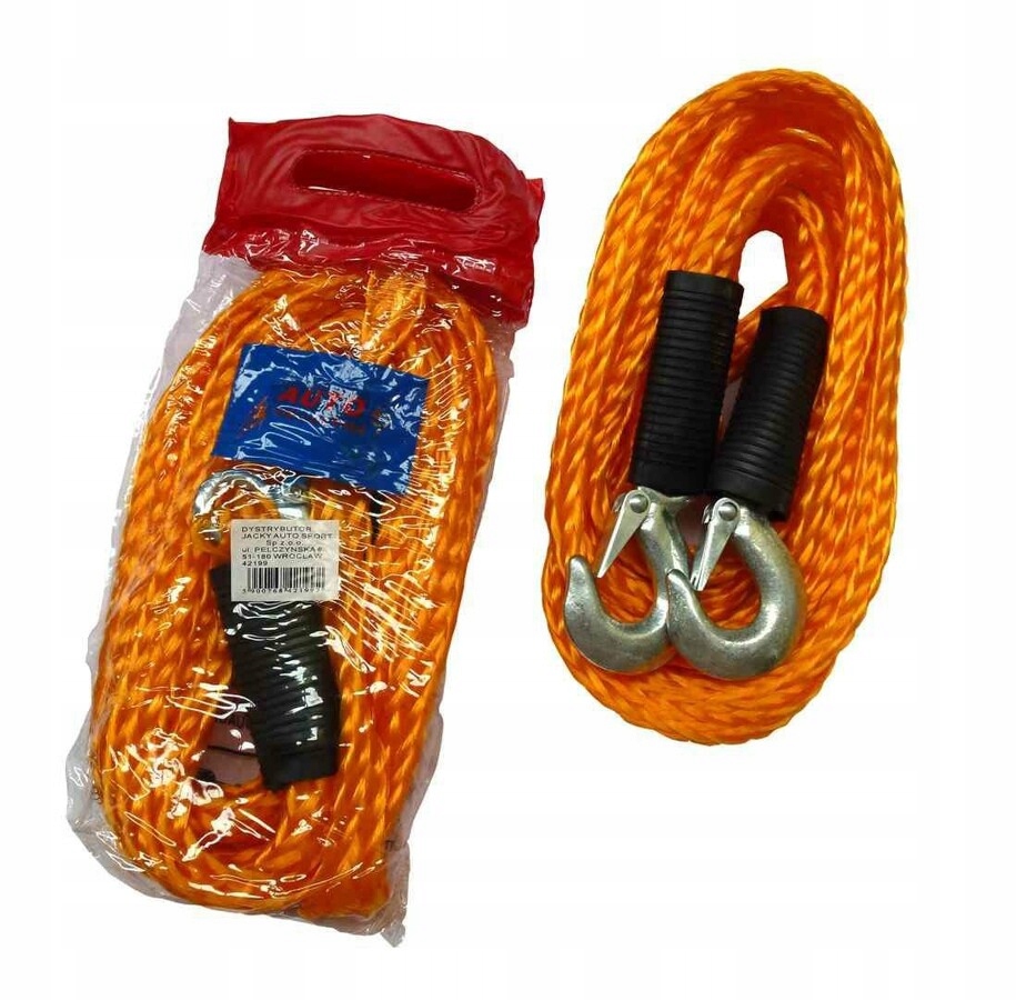 Буксировочный трос сильный плетеный 5000KG 5T 4M | крючки