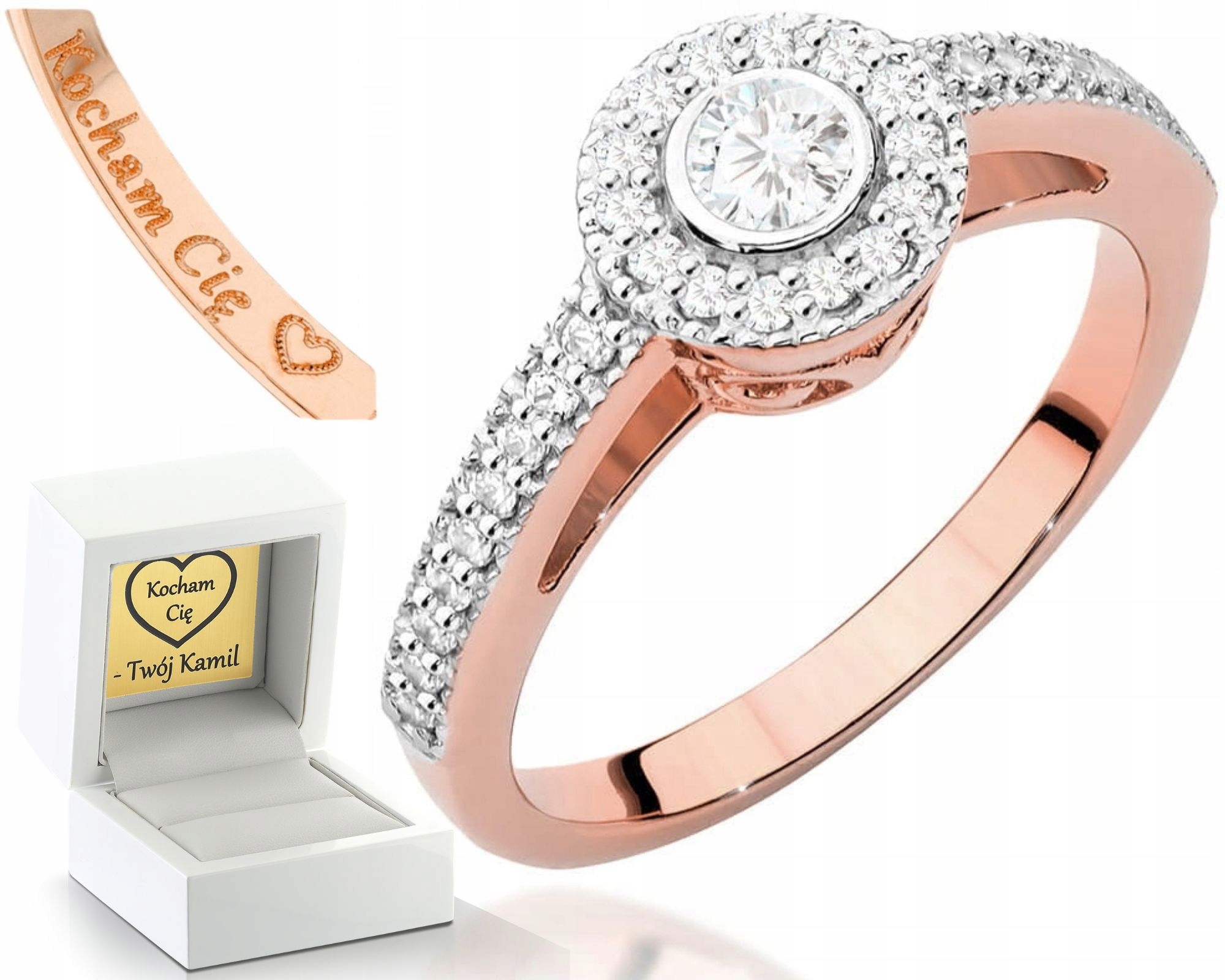 Zlatý Prstýnek S Diamanty Růžové Zlato Gravírování 585 Bonus Dárek