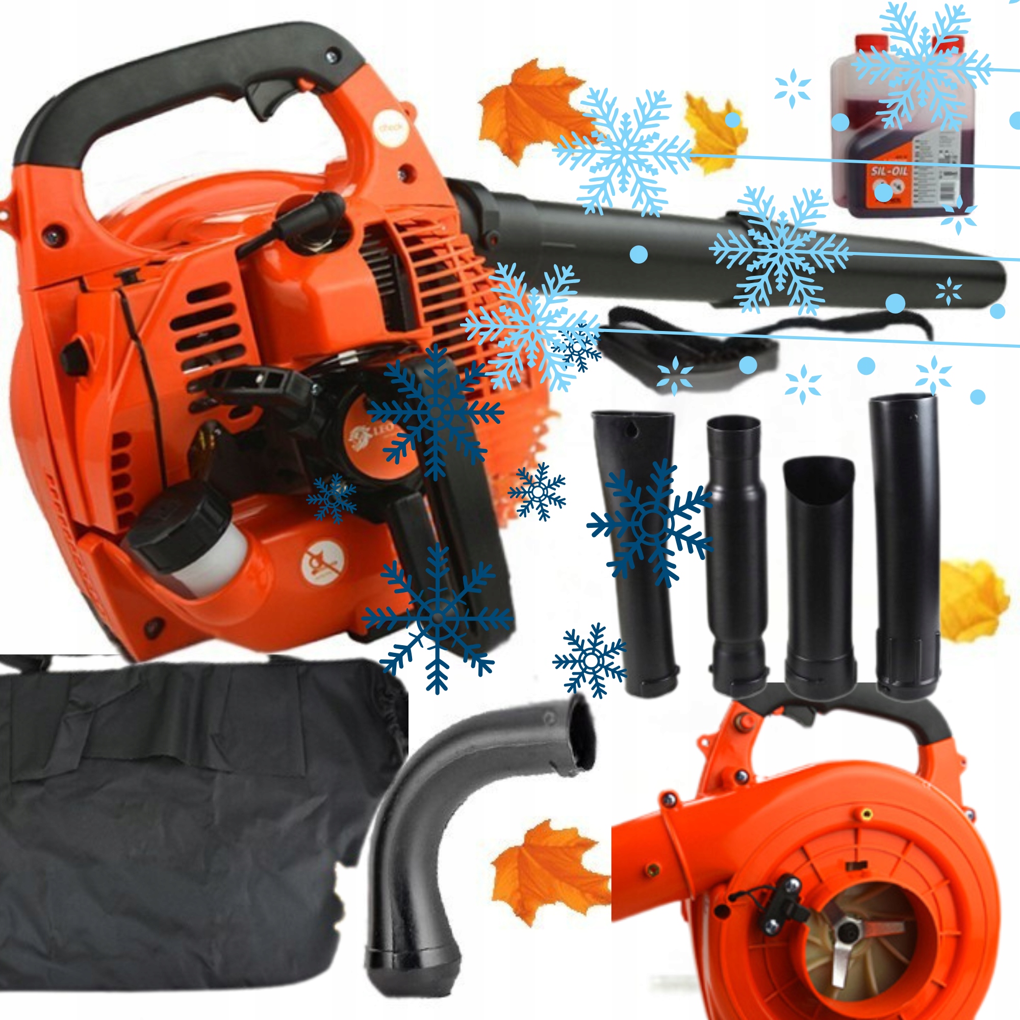 Foukač Na Listí S Benzínovým Drtičem Sněhu Vysavač 4V1