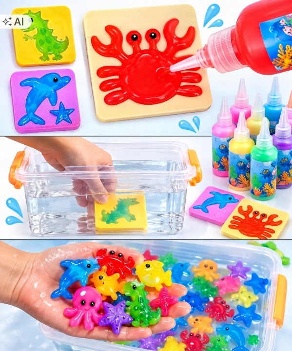 Wodne żele Magic Water Jelly – zestaw kreatywny – Ten zestaw to kreatywna zabawka, która łączy naukę z zabawą manualną. Poleg