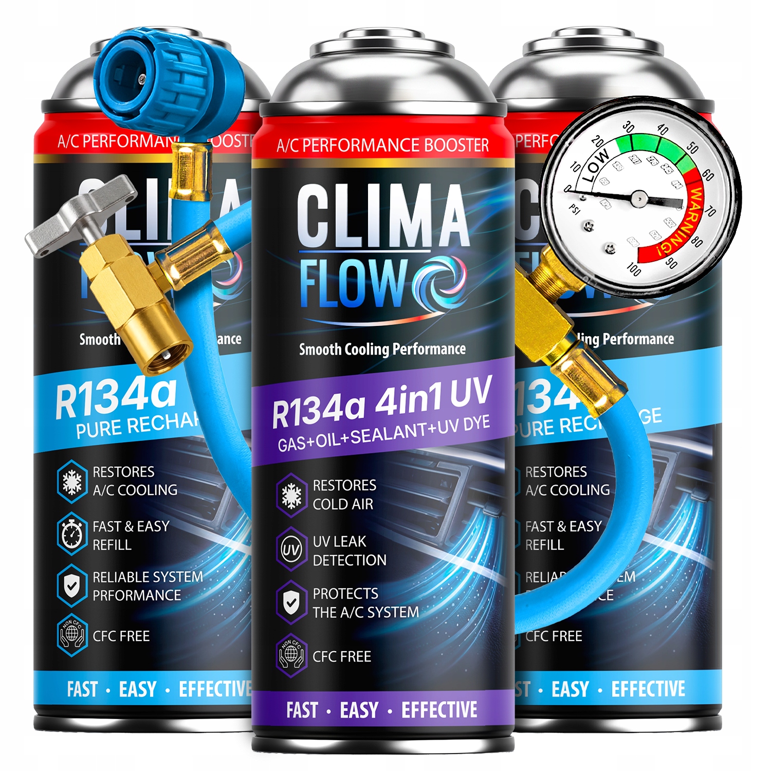 Clima Flow Klimatizace 4v1 Uv R134a Plyn Náhrada Klima Set Kabel Sada
