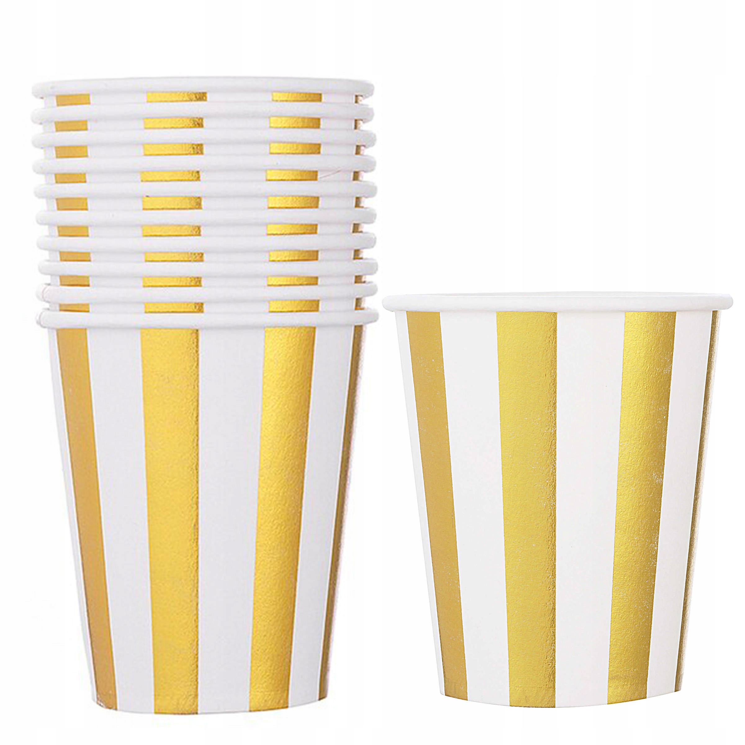 

Kubeczki Na Urodziny Eko Złote Paski Zestaw 6szt