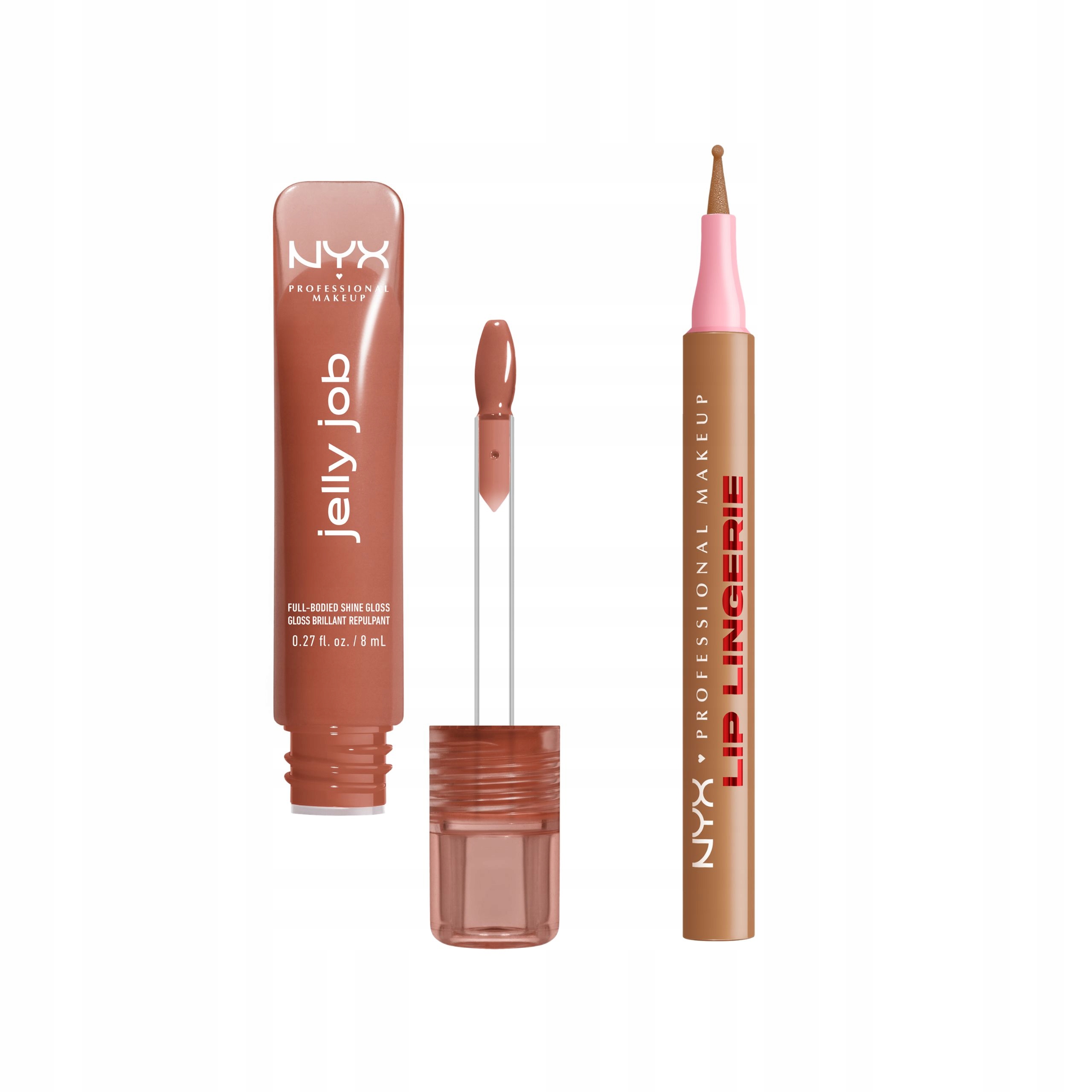 Nyx Jelly Job błyszczyk do ust 04 Toast N Jelly konturówka do ust 01