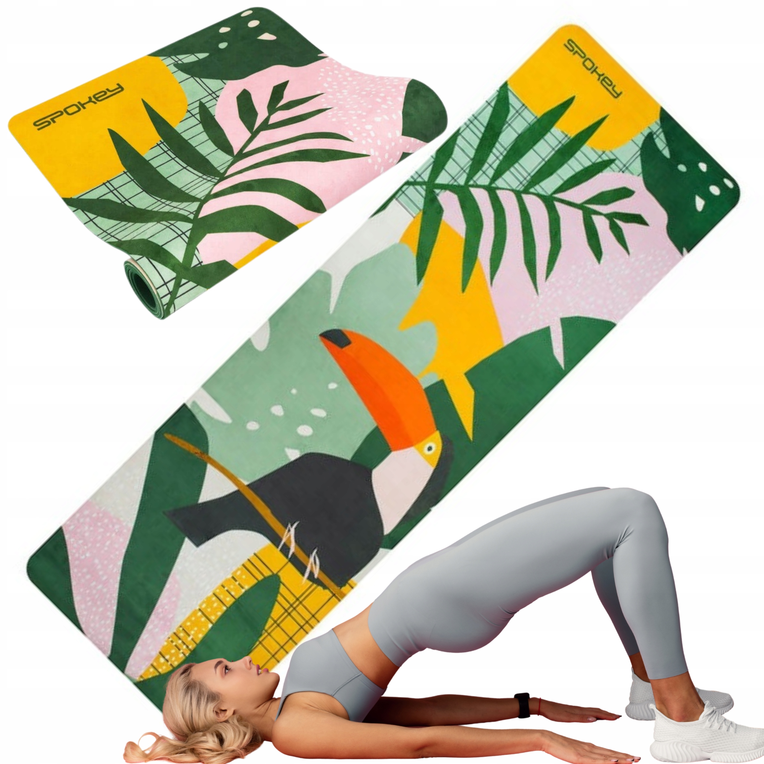 Antypoślizgowa mata do jogi Spokey Jungle 4mm Tpe pasek do przenoszenia