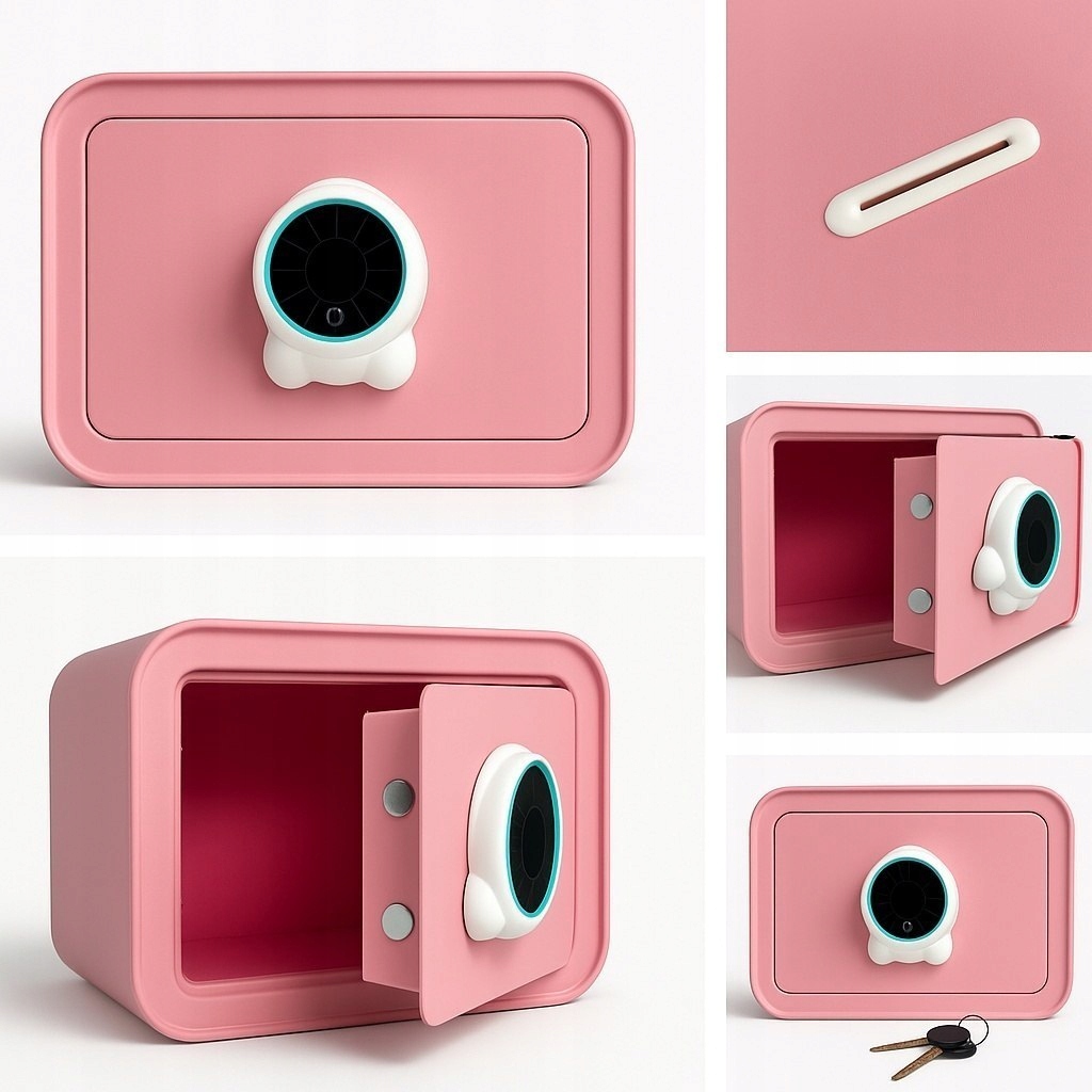 Bituxx różowy sejf domowy biurowy szyfr klucz wrzut na monety skarbonka