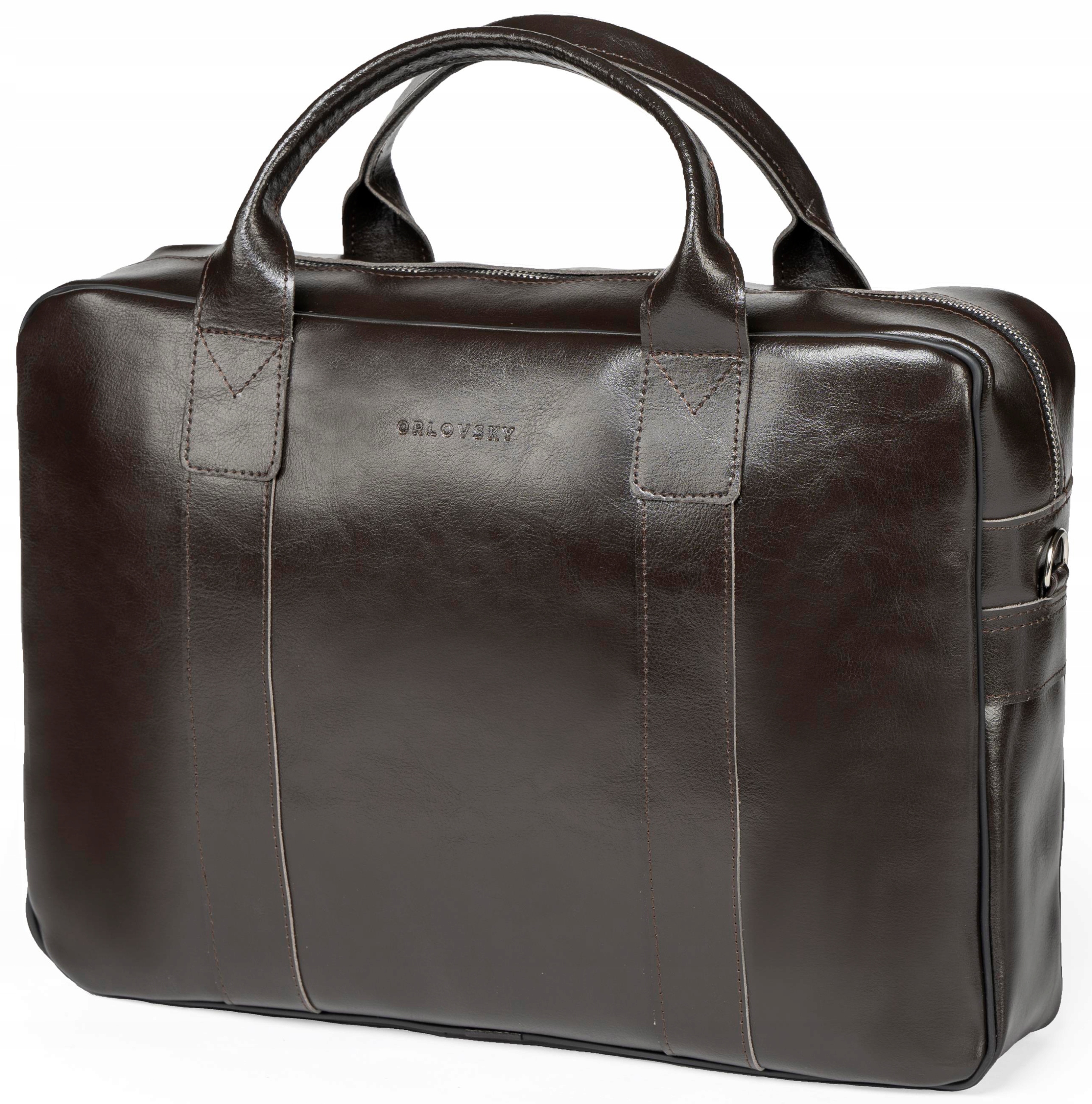 Pánská kožená prostorná taška na notebook dokumenty Orlovsky T02 hnědá