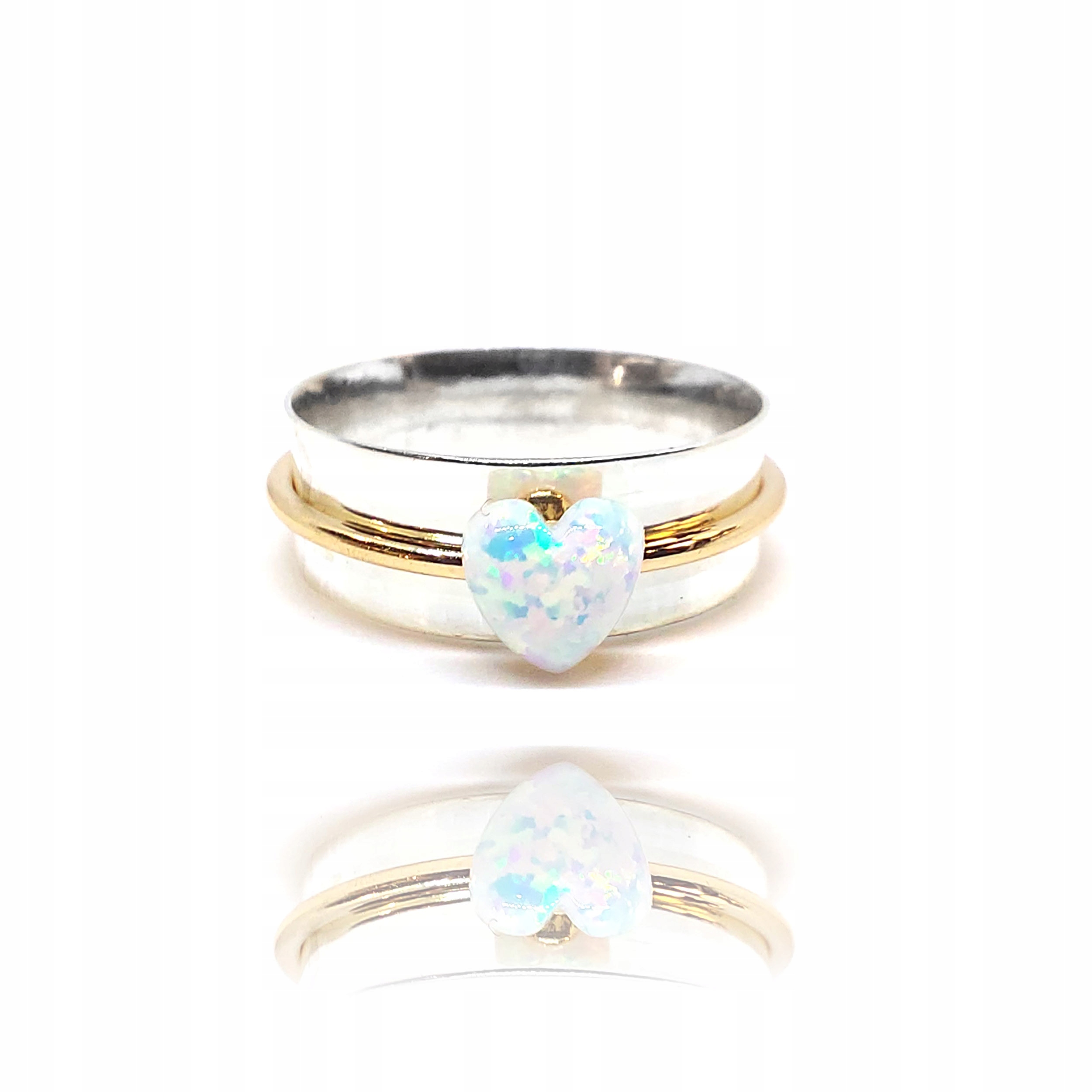 Stříbrný prstýnek s opálovým srdcem, stříbro prsten s opálovým srdcem 925
