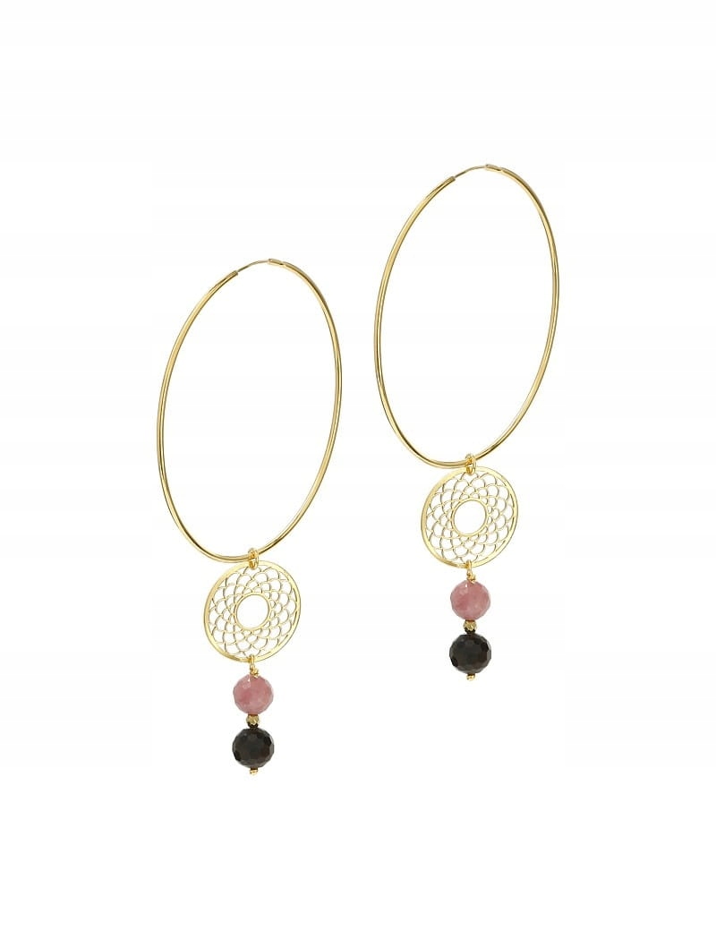 

Kolczyki Duże Złote Koła z Turmalinem 925