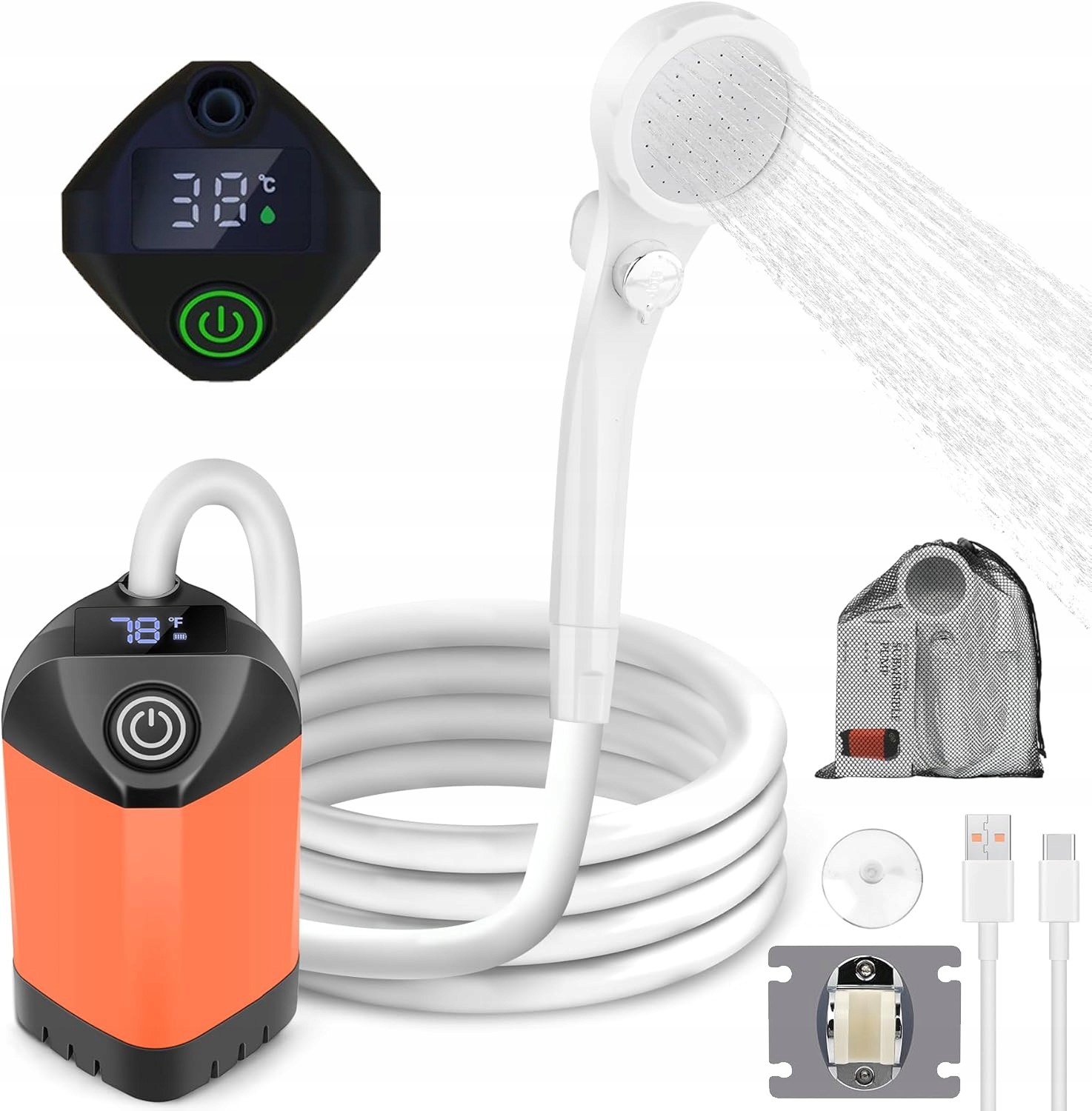 Turistická Elektrická Sprcha Kempingová Pumpa 4800MAH Led Indikátor