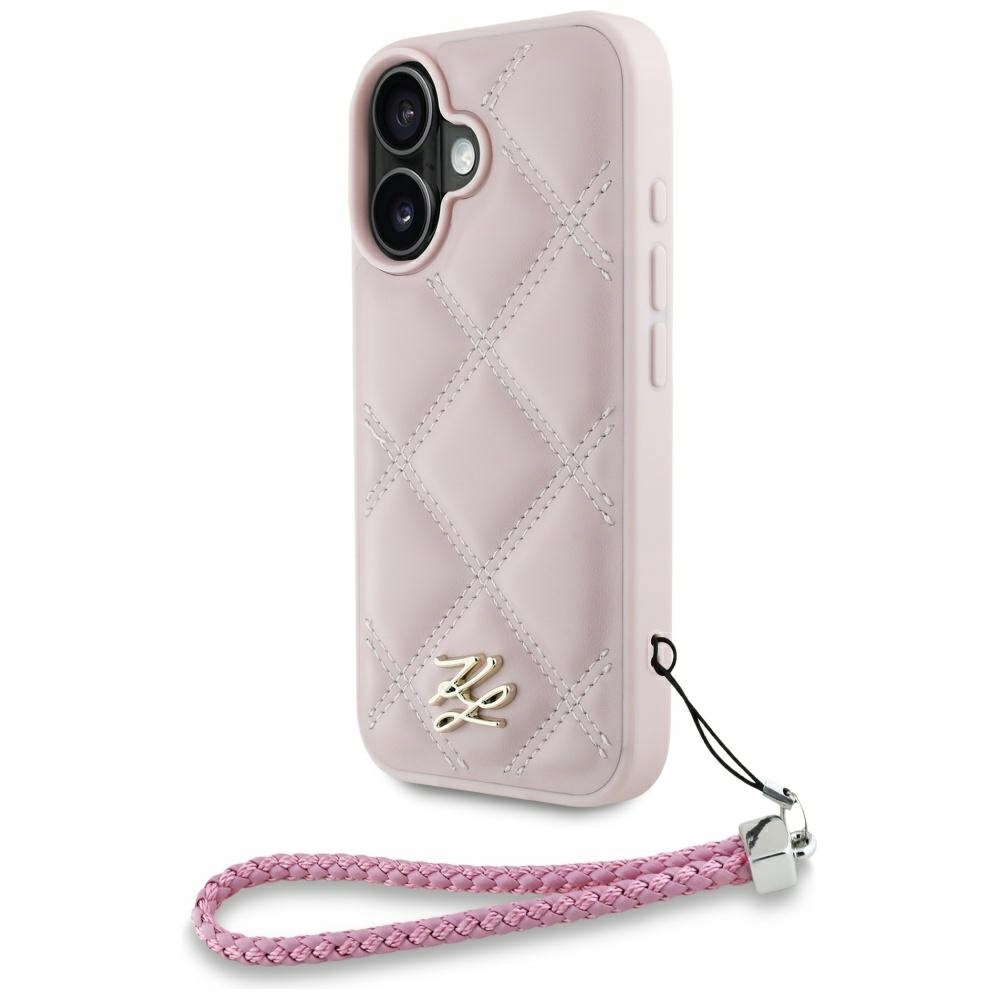 Pouzdro Karl Lagerfeld Quilted Initial Logo & Chain Strap pro iPhone 16, růžové