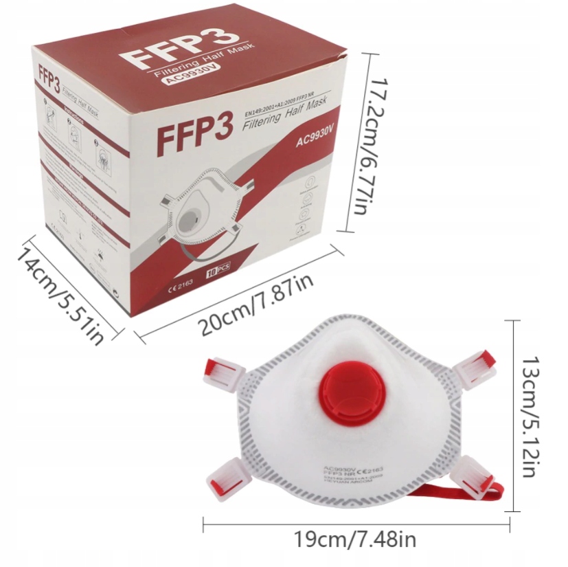 MASKA FFP3 MASECZKA OCHRONNA 9930 9930V PÓŁMASKA Rozmiar uniwersalny