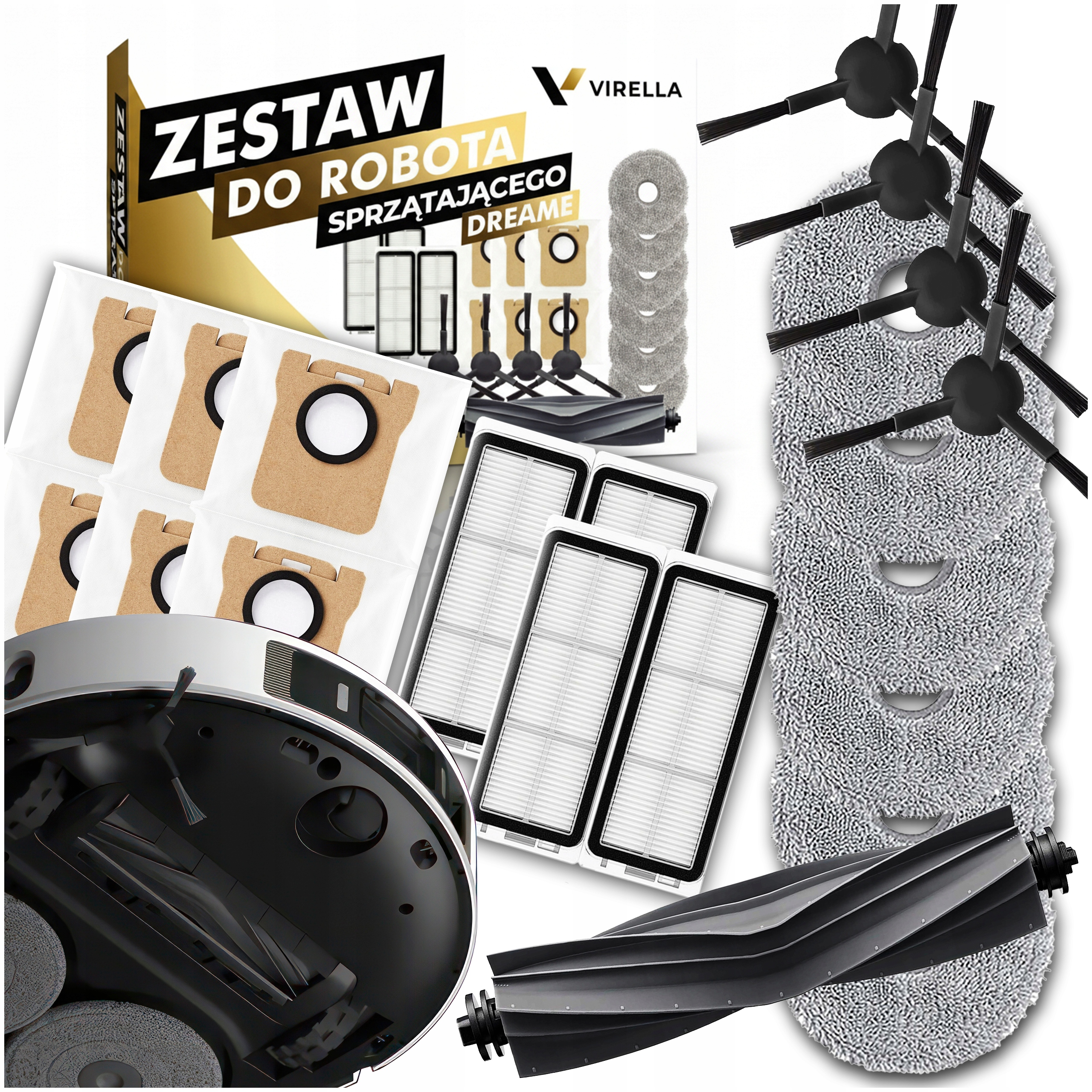 Duży Zestaw Akcesoriów Filtry Worki Mopy Szczotki Do Dreame L20 Ultra X20