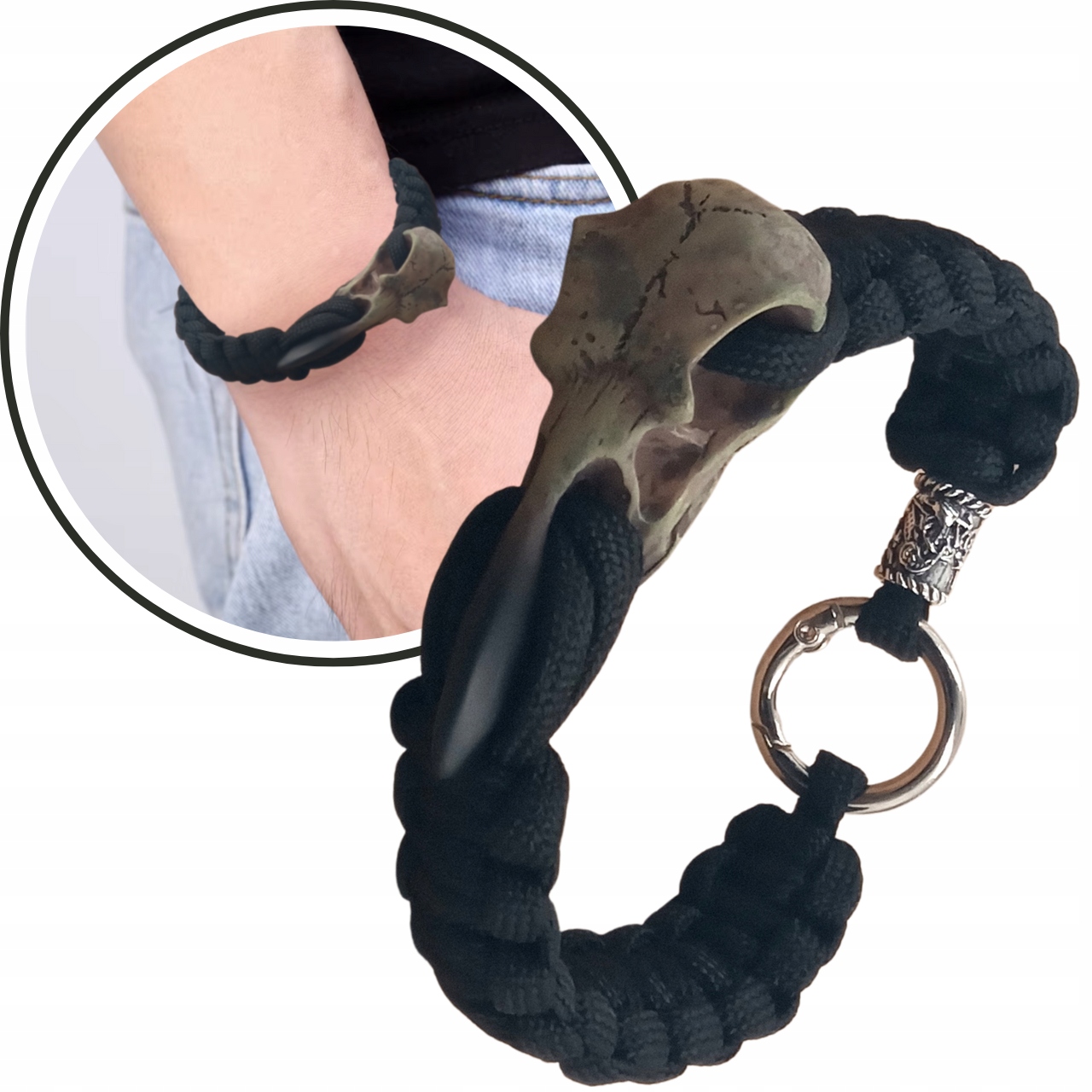 Paracord náramek se zapínáním ve tvaru lebky Havrana Vikinga Severského