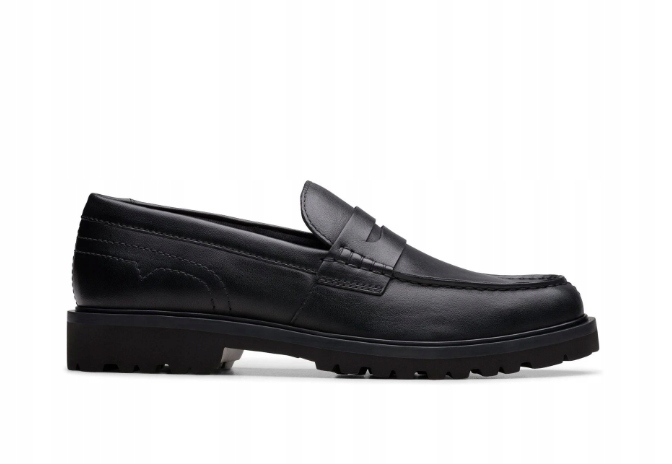 Clarks Černé Pánské Kožené Polobotky Se Vzorem Na Podrážce 45 6PA