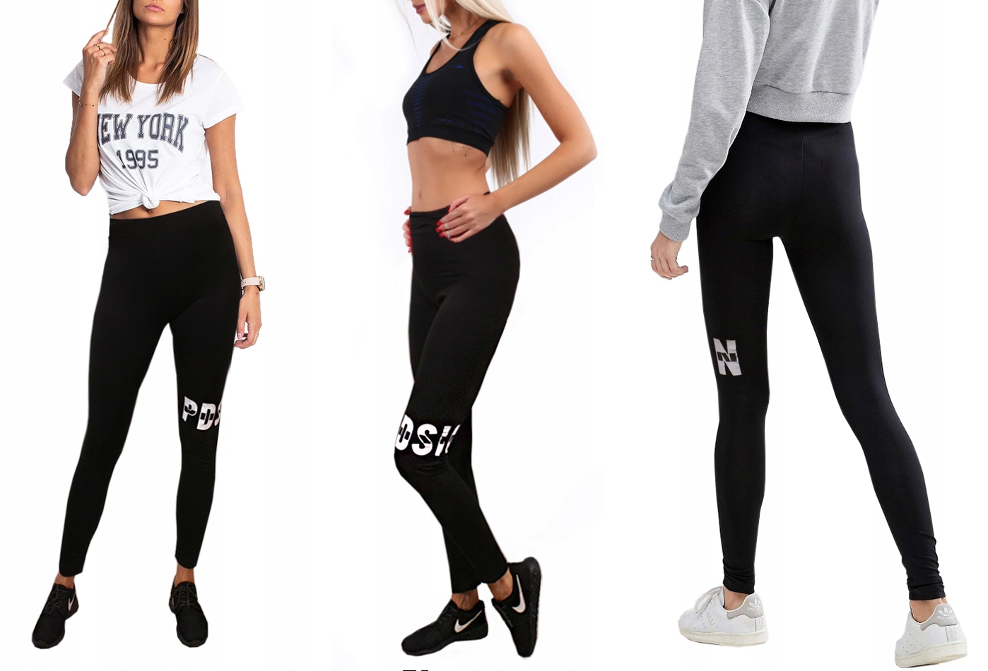 LEGGINSY sportowe GETRY FITNESS PRINT czarne 107 S
