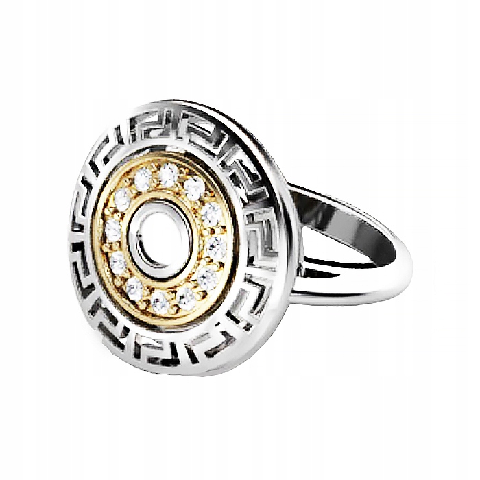 Prstýnek 925 Pozlacený Rhodiovaný s zirkony Řecká Cesta| vel. 14