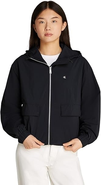 Calvin Klein Jeans Dámská Bunda Černá S Kapucí Větrovka XL 6FA