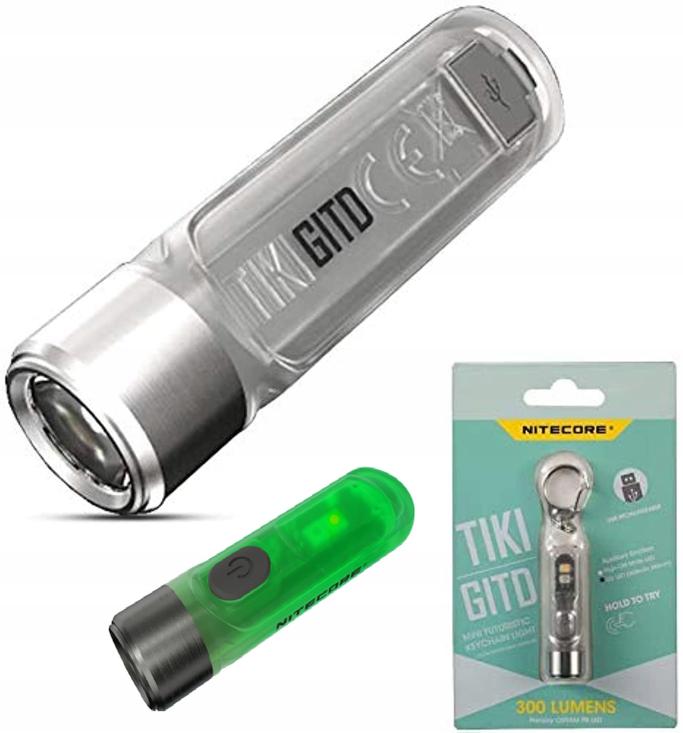 Nitecore Tiki Gitd Nabíjecí svítilna Přívěsek Na Klíče Uv Svítí ve tmě 300 lm