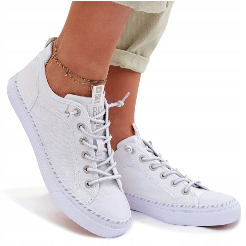 Dámské Tenisky Big Star Nízké Elastické Šněrování TT274388 Bílé 40