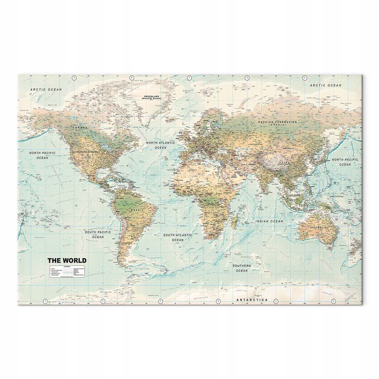Obraz na plátně canvas Věda Geografie Mapa Svět Pastely Retro 120x80 cm