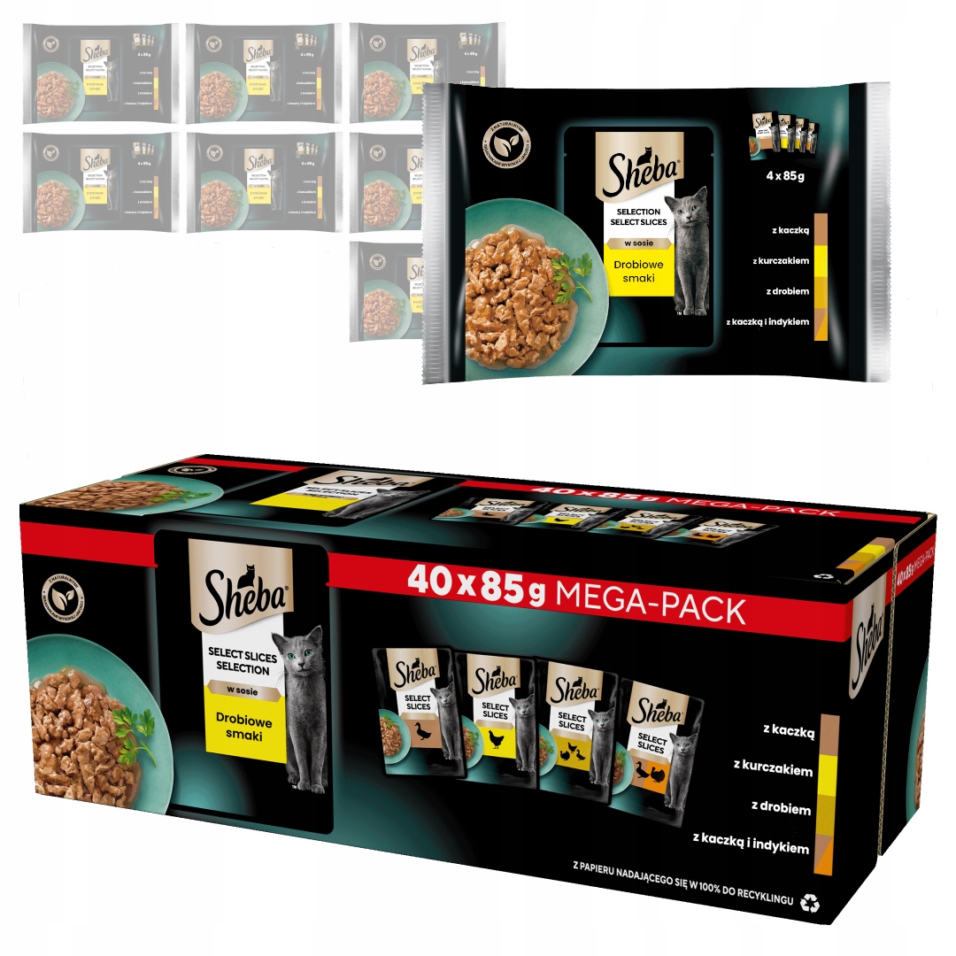 Levně Sheba Selection Select Slices Drůbeží příchutě 72x85 g Krmivo Pro Kočky v omáčce