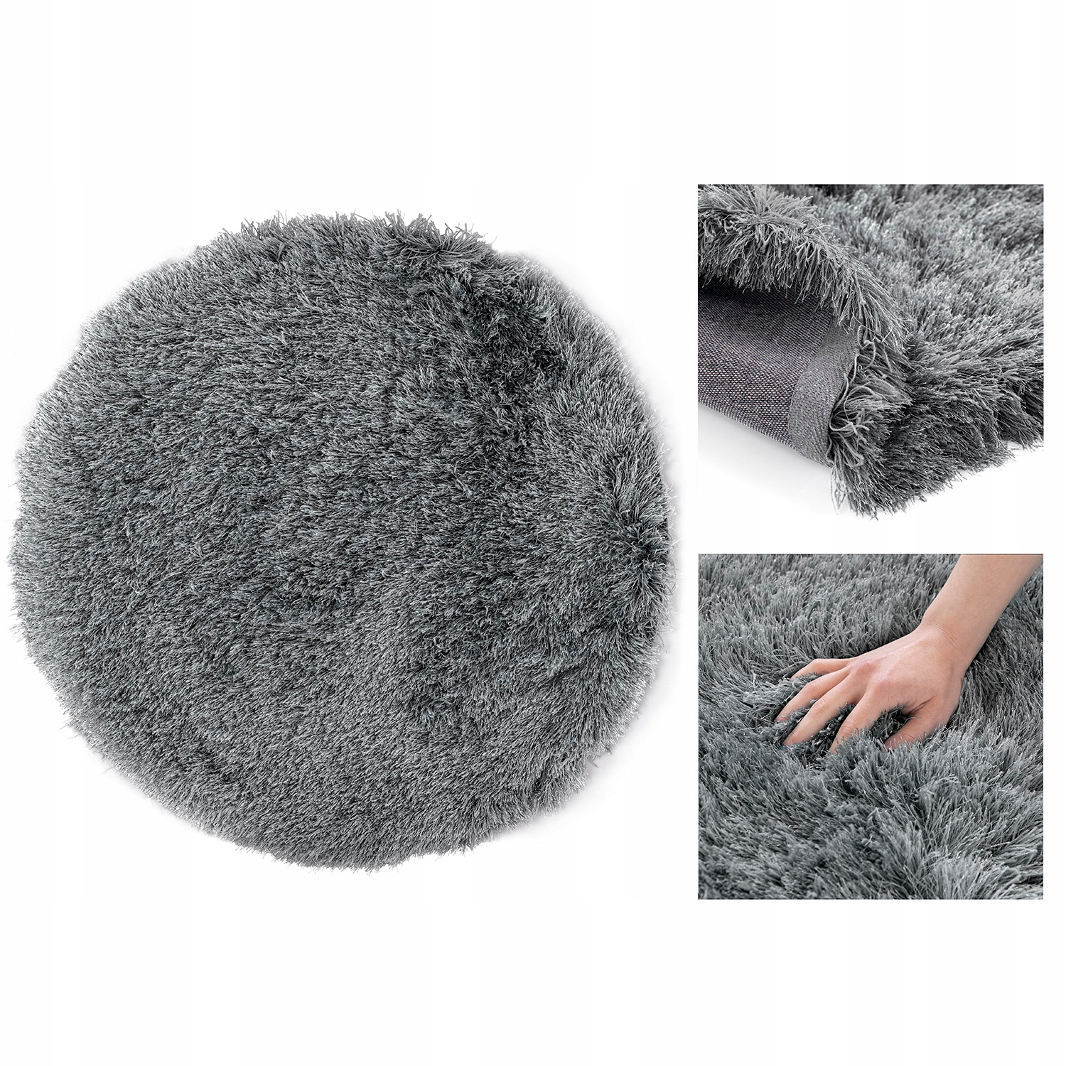 

Okrągły dywan puszysty shaggy Ciemnoszary 80cm