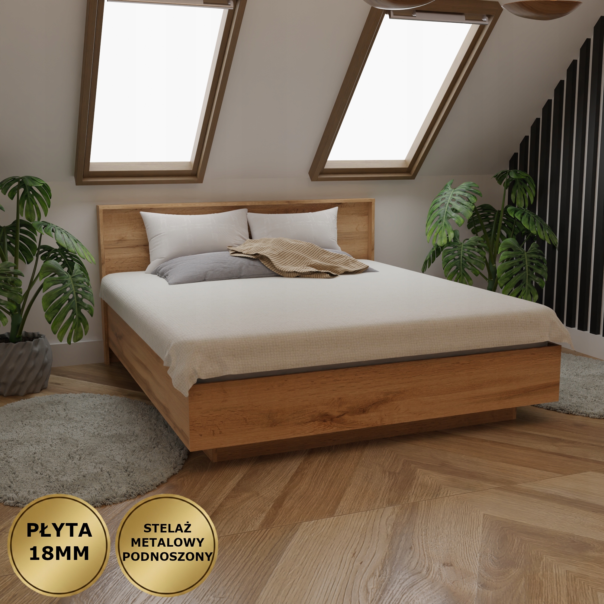 Levitující Postel Olivia 160X200 Kovová Konstrukce Zvedací Deska 18 MM