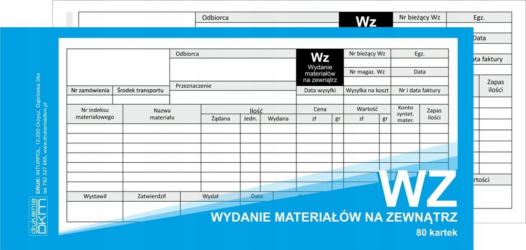 

Wz druk wydanie materiałów na zewnątrz -DL 80k