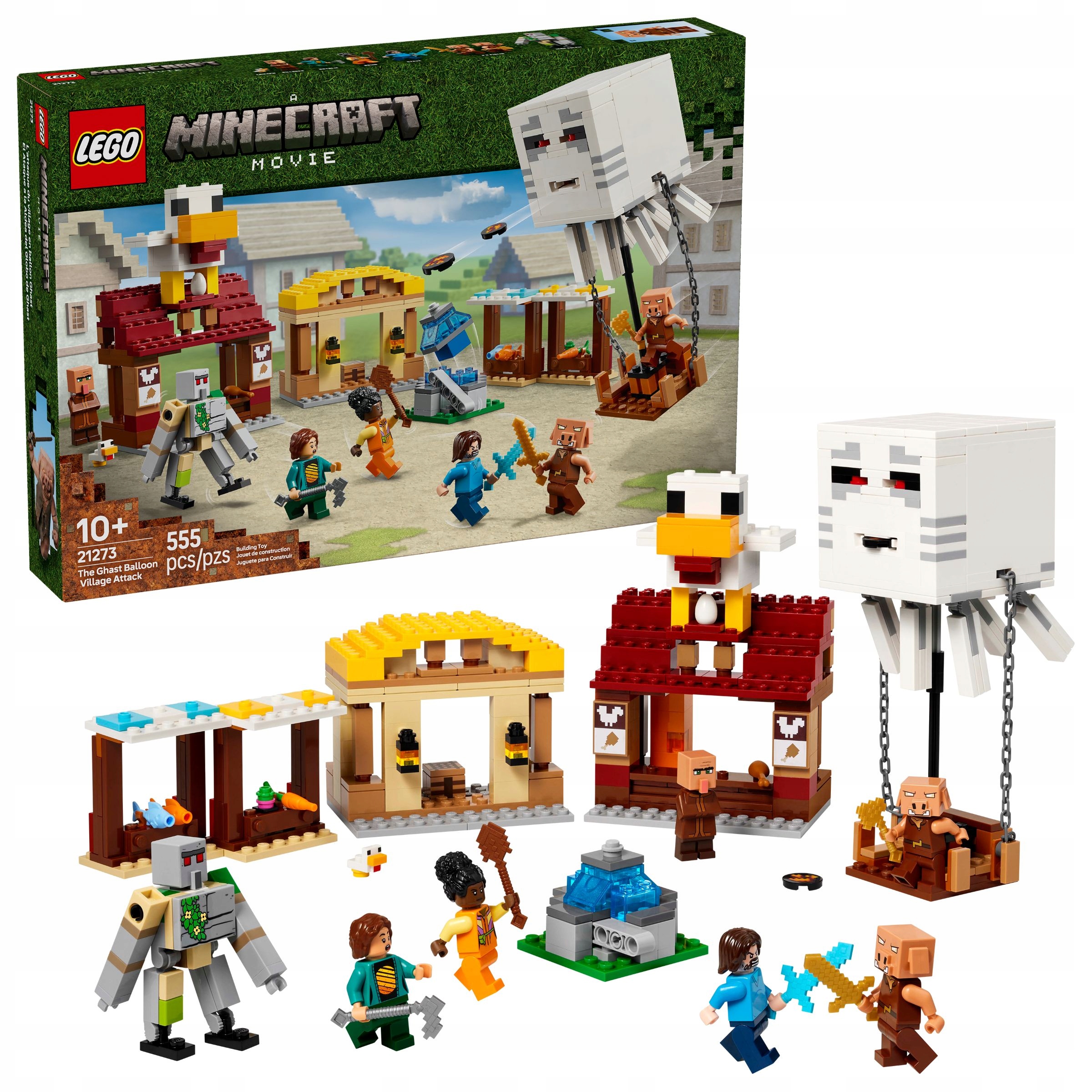 stavebnice Lego Minecraft 21273 Útok balónového Ghasta na vesnici Film